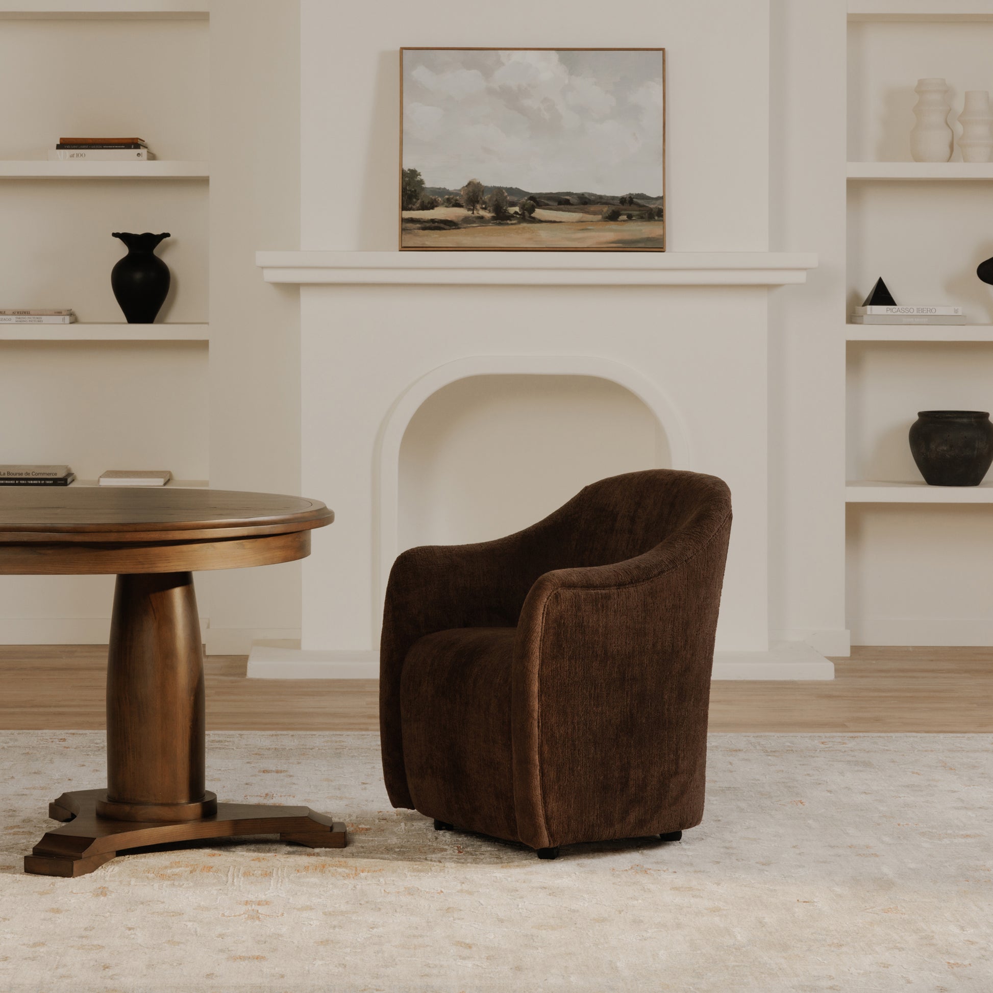 Drava Rolling Dining Chair Dark Brown by Moe's Home Collection - view 2