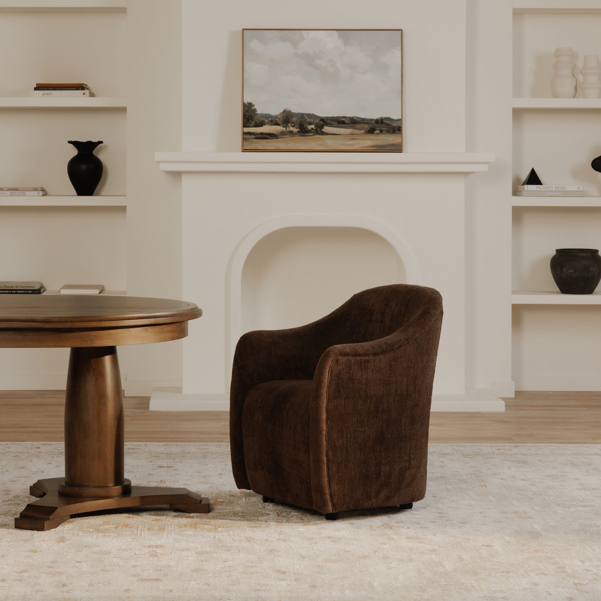 Drava Rolling Dining Chair Dark Brown by Moe's Home Collection - view 2