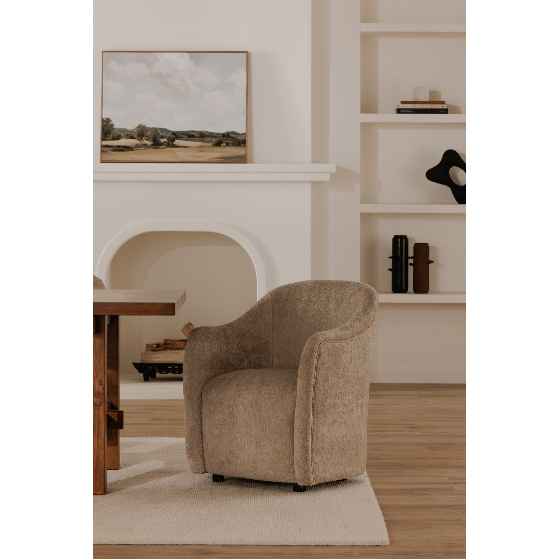 Drava Rolling Dining Chair Beige by Moe's Home Collection - view 2