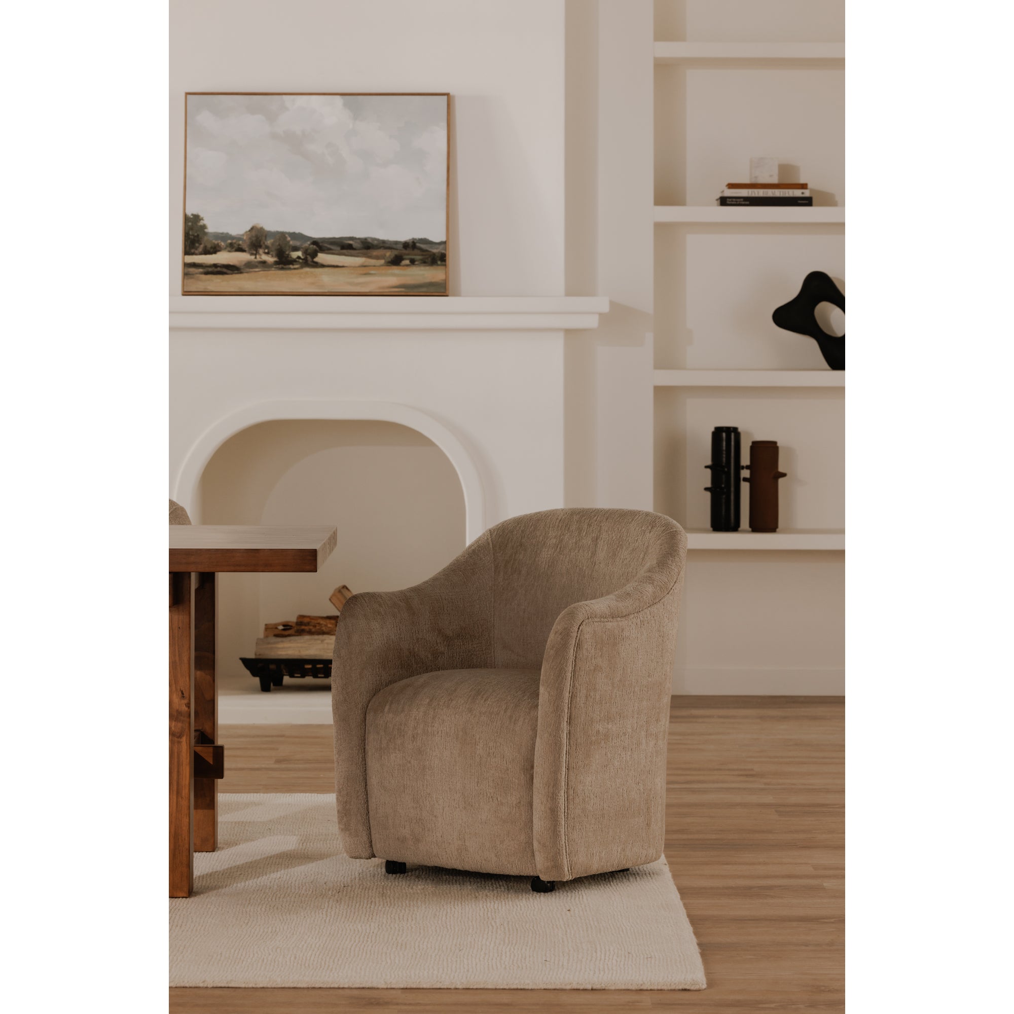 Drava Rolling Dining Chair Beige by Moe's Home Collection - view 2