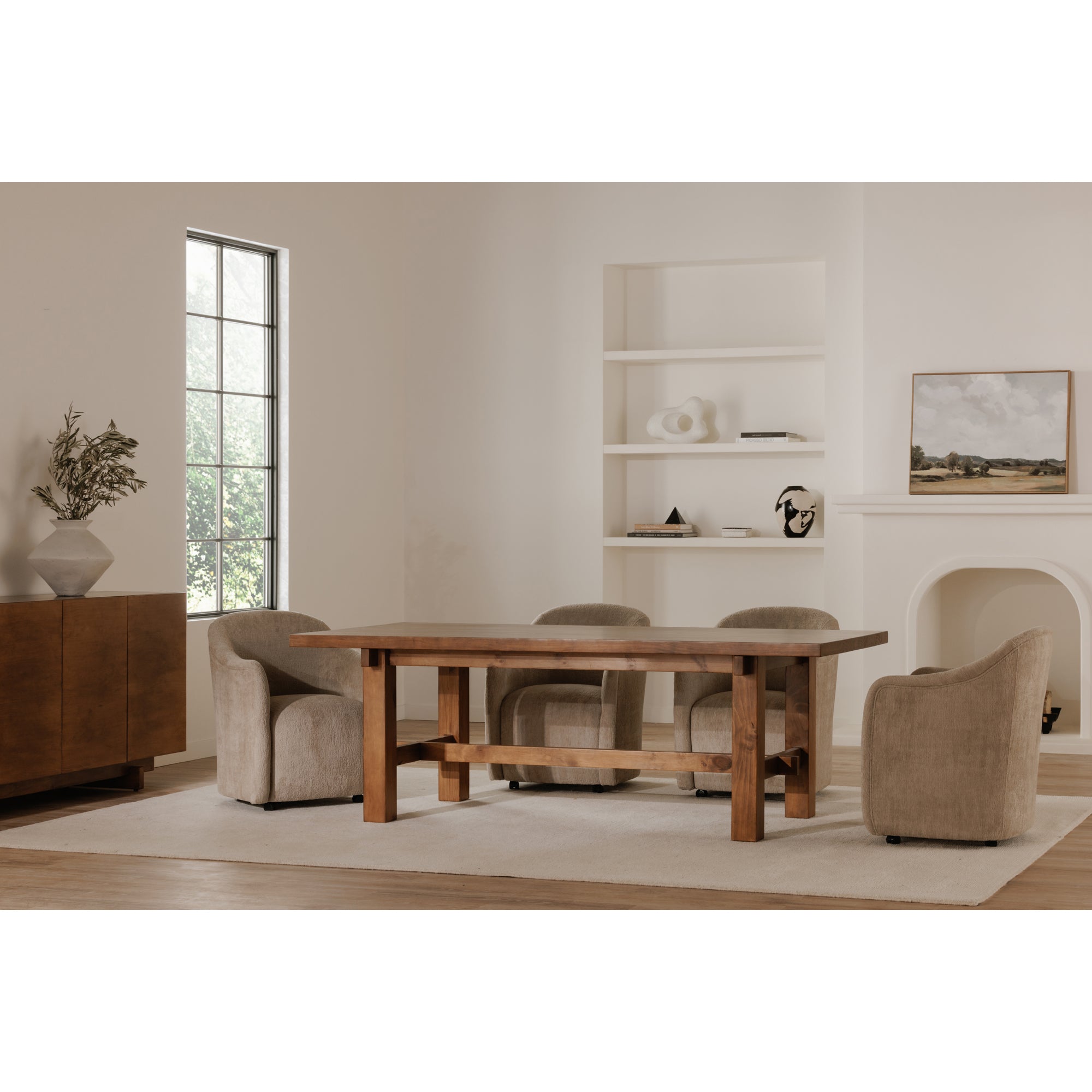 Drava Rolling Dining Chair Beige by Moe's Home Collection - view 4
