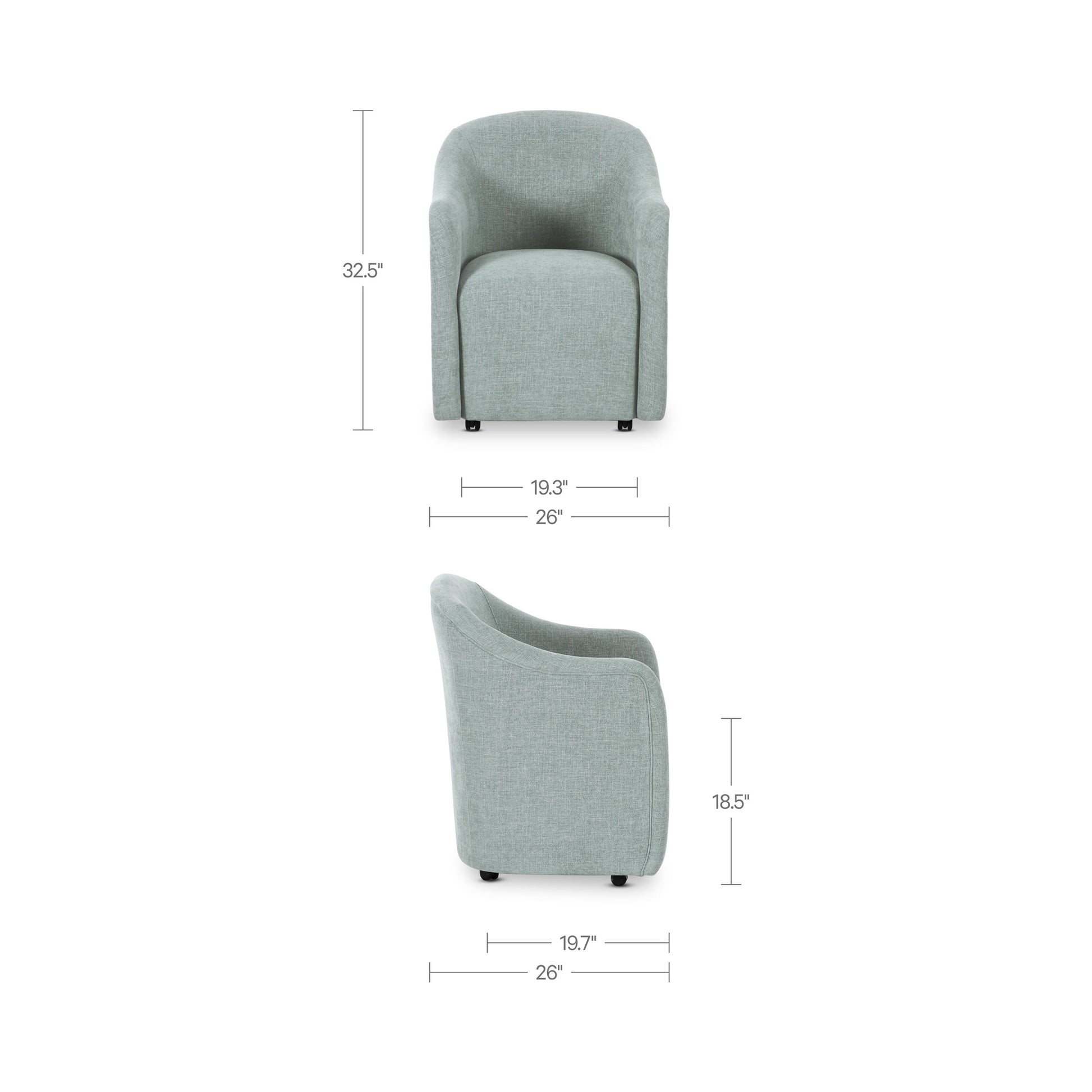 Drava Rolling Dining Chair Light Blue by Moe's Home Collection - view 3