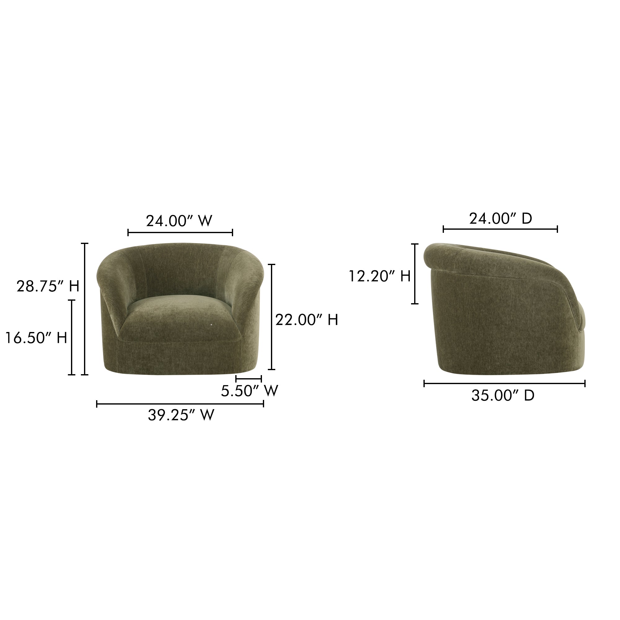 Thora Lounge Chair Dark Green by Moe's Home Collection - view 5