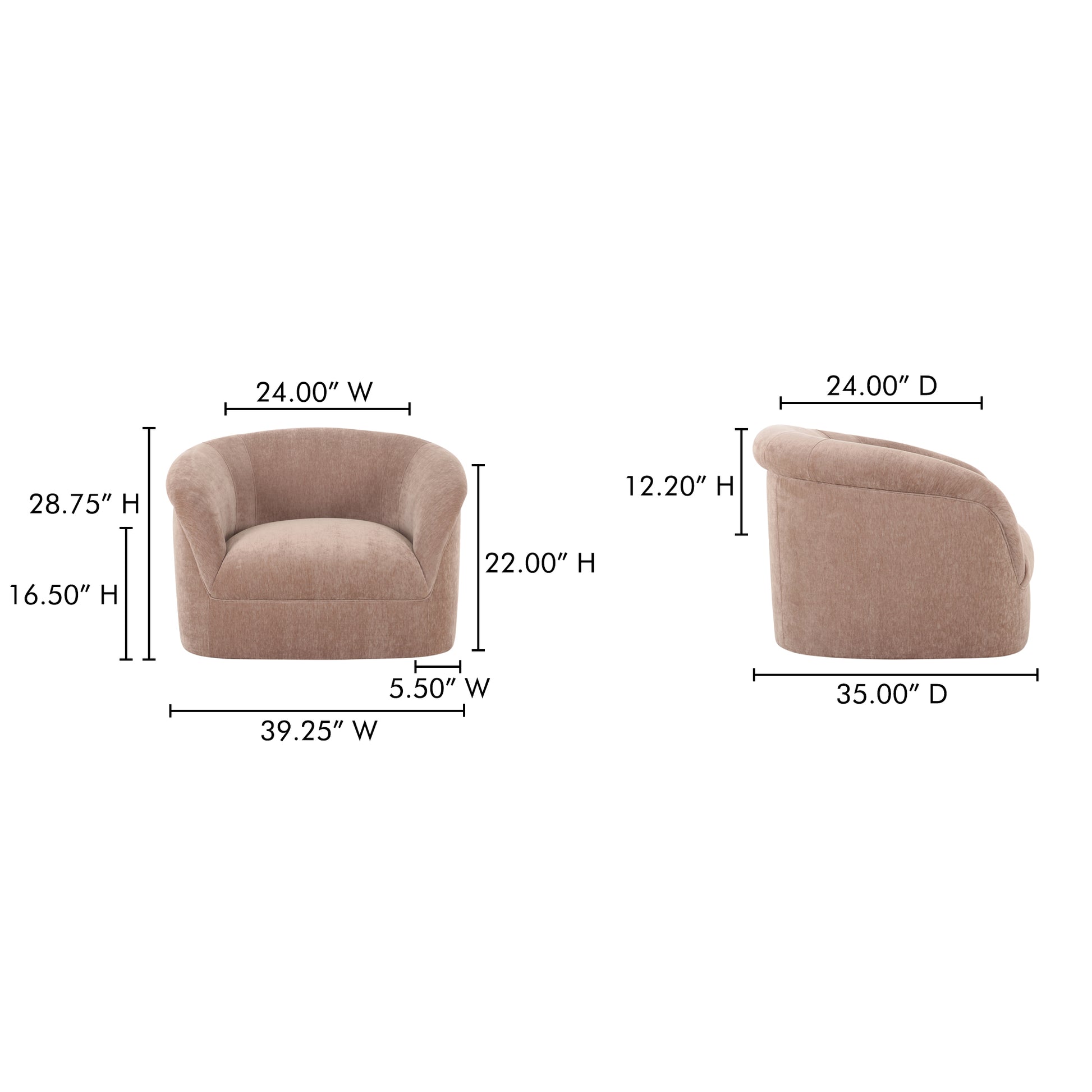 Thora Lounge Chair Blush by Moe's Home Collection - view 5