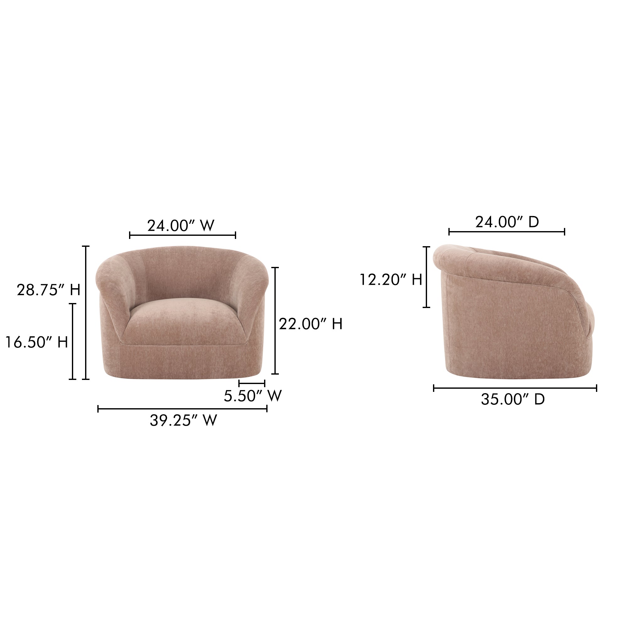 Thora Lounge Chair Blush by Moe's Home Collection - view 5