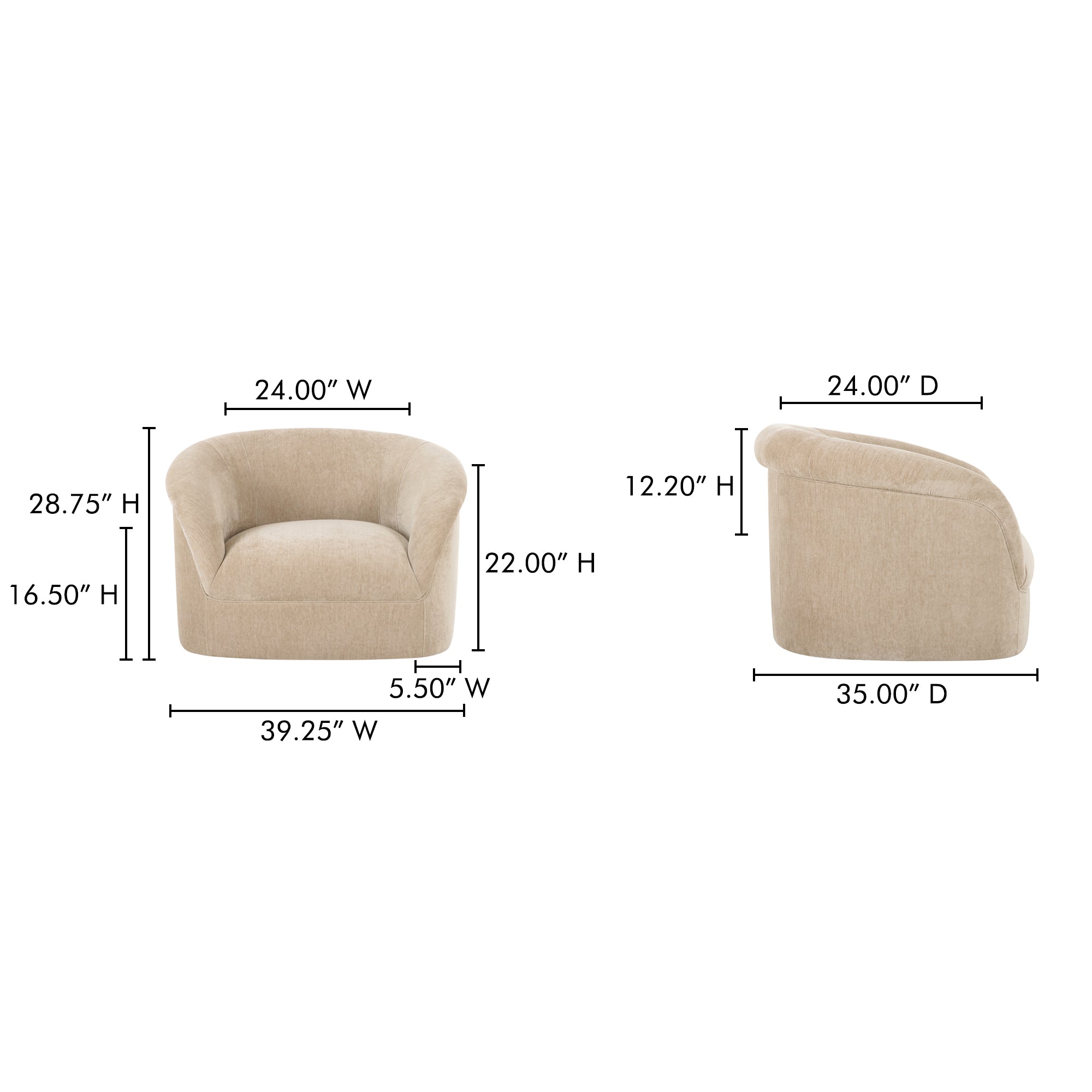 Thora Lounge Chair Beige by Moe's Home Collection - view 3