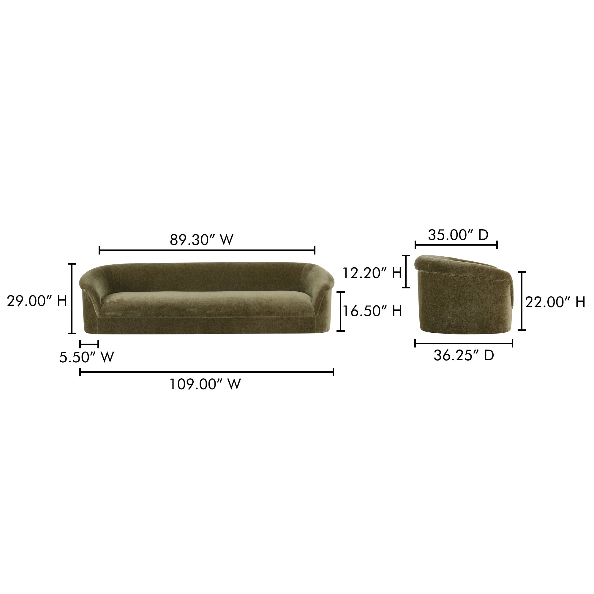 Thora Sofa Dark Green by Moe's Home Collection - view 5