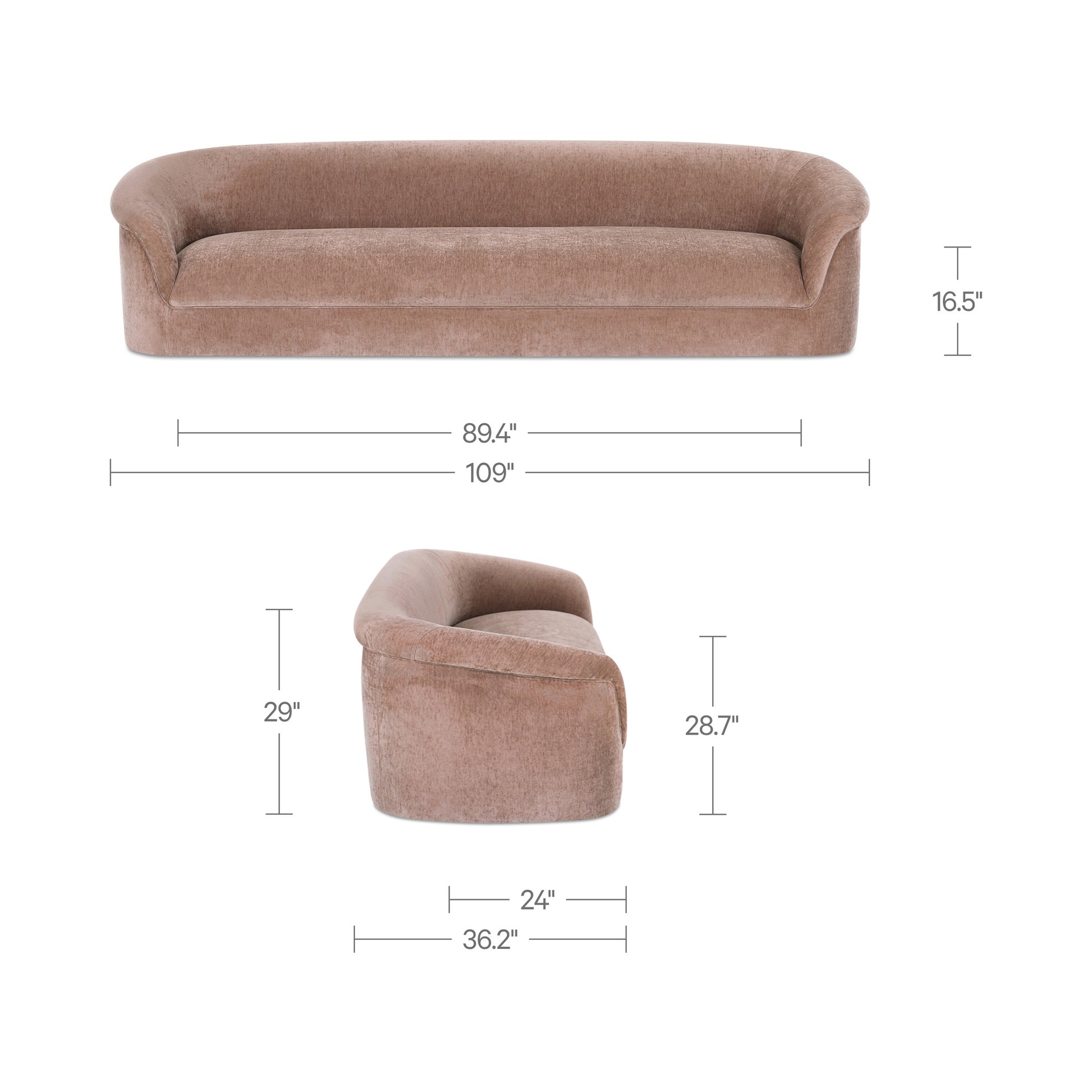 Thora Sofa Blush by Moe's Home Collection - view 3