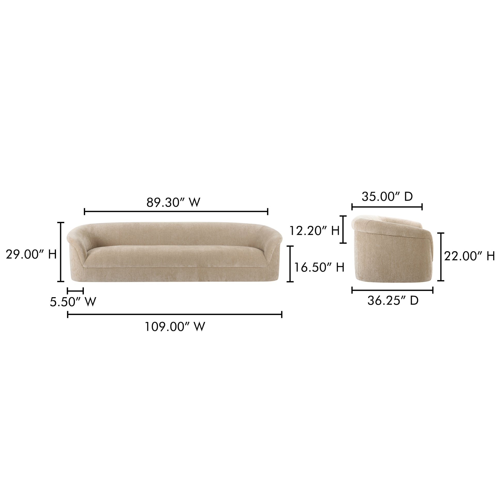 Thora Sofa Beige by Moe's Home Collection - view 4
