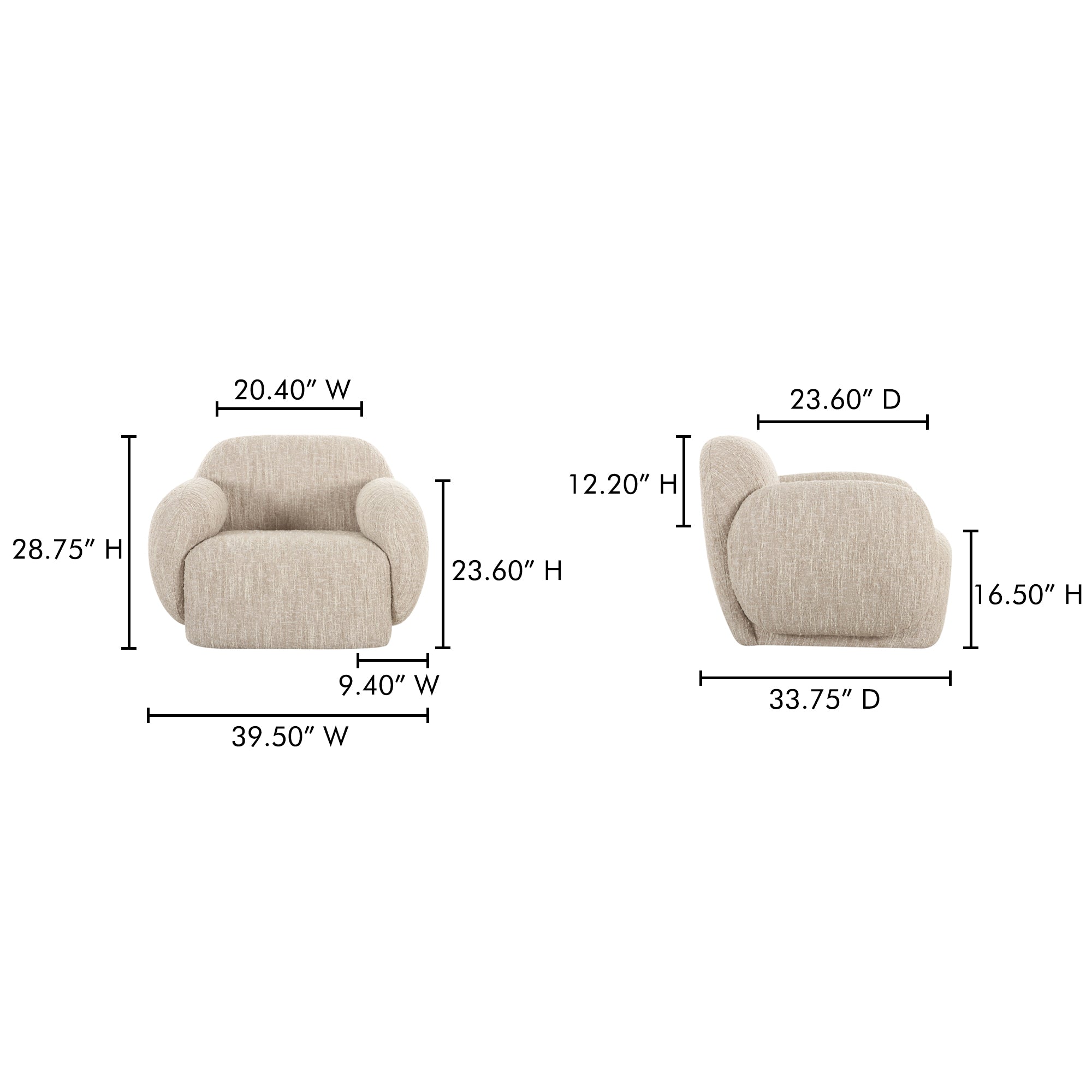Hazel Lounge Chair Off White by Moe's Home Collection - view 4