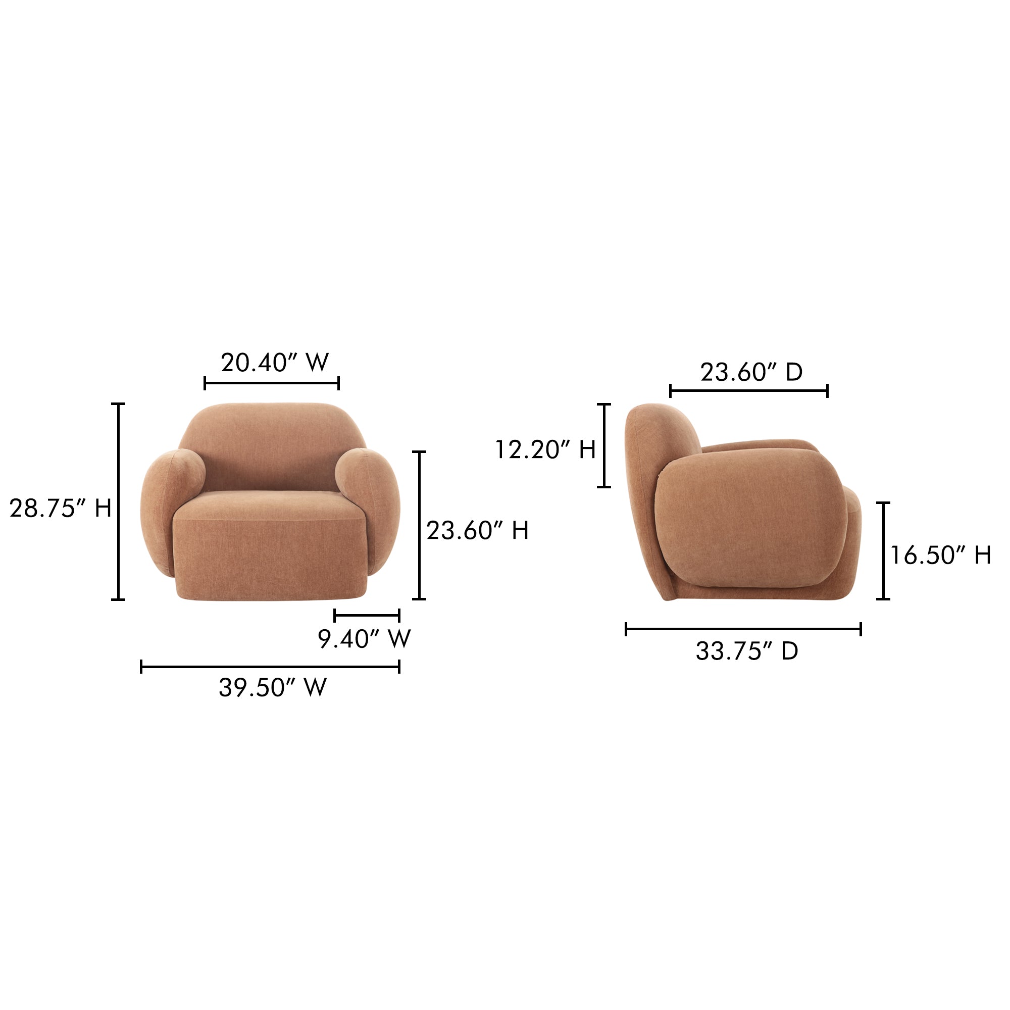 Hazel Lounge Chair Copper by Moe's Home Collection - view 4