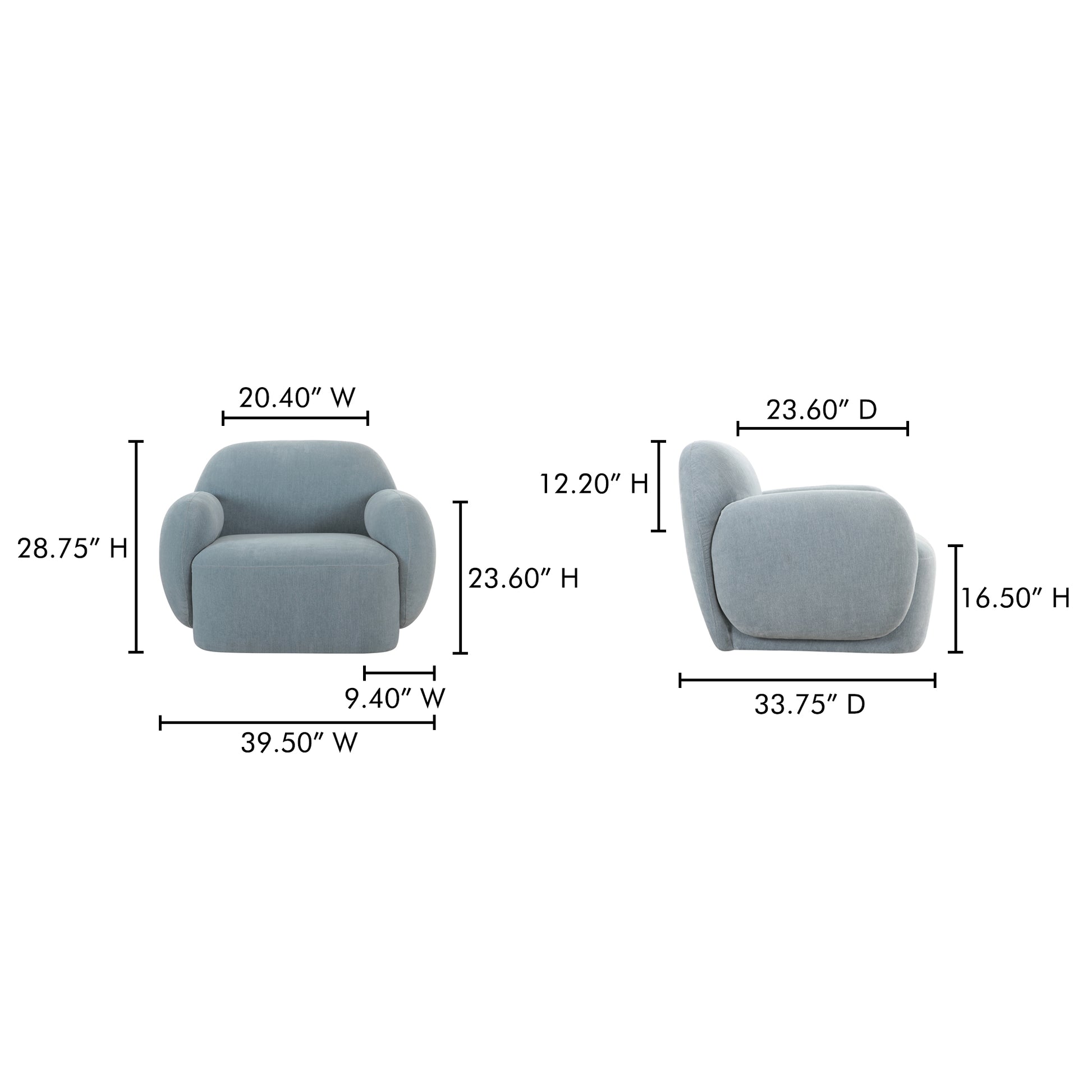 Hazel Lounge Chair Light Blue by Moe's Home Collection - view 3