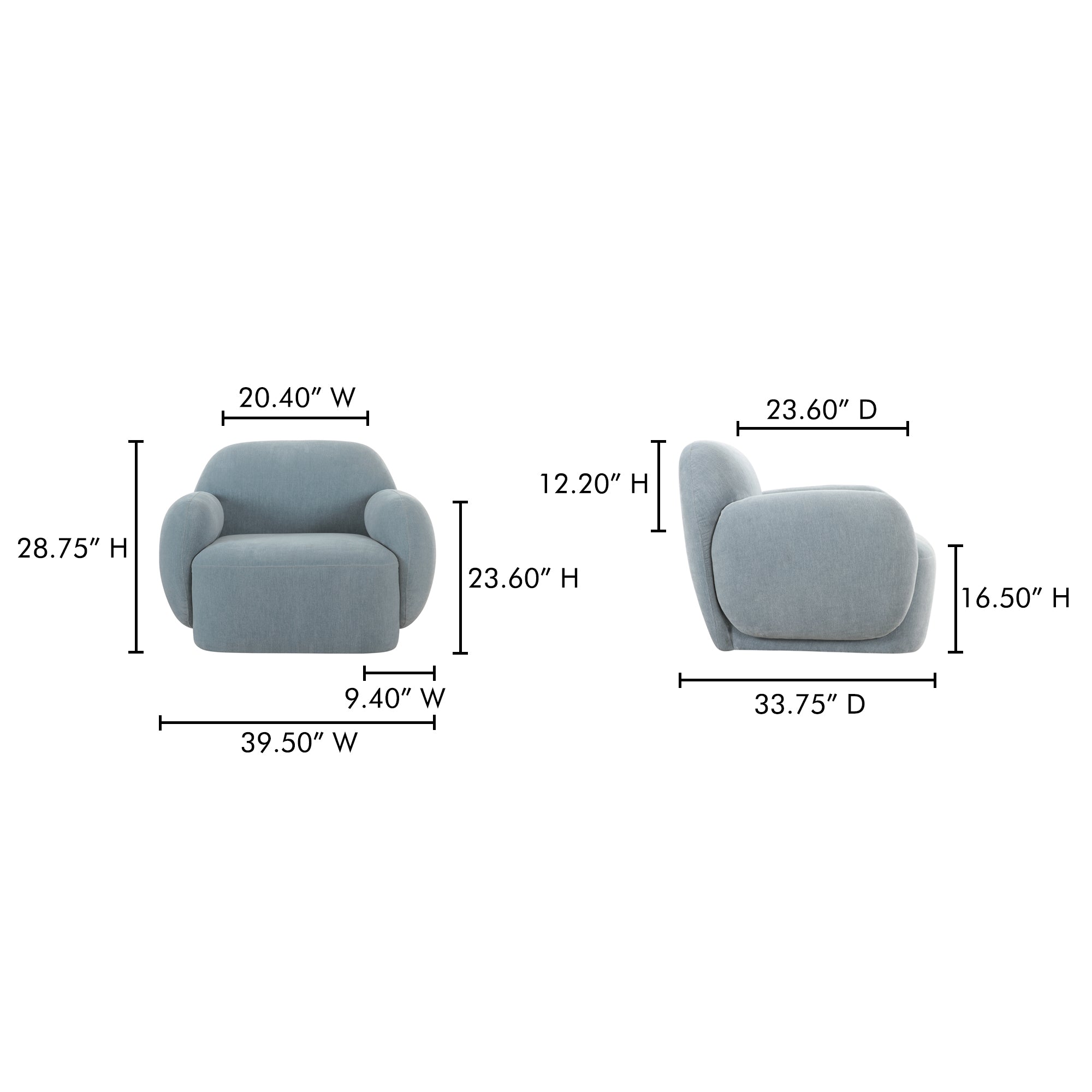 Hazel Lounge Chair Light Blue by Moe's Home Collection - view 3