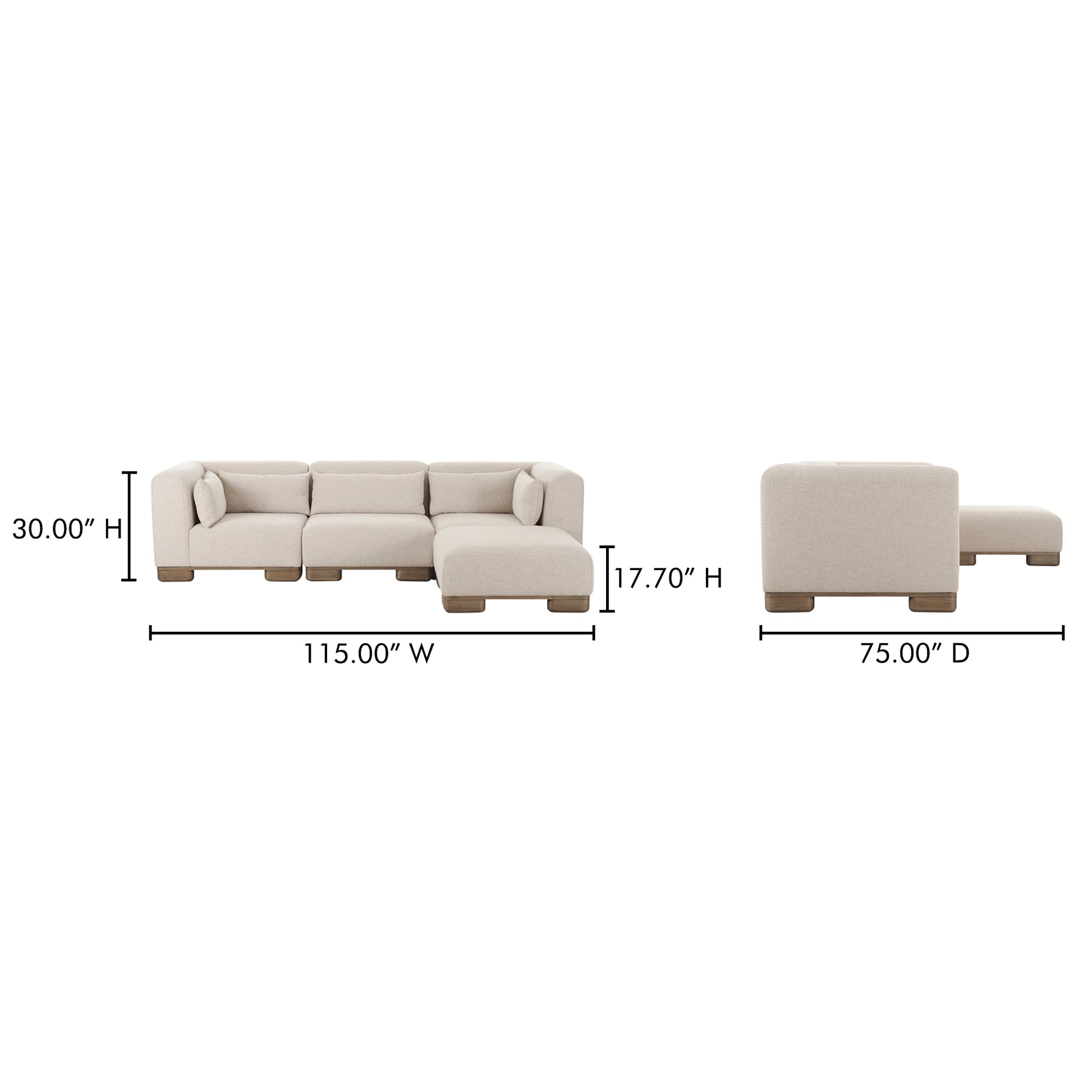 June Lounge Modular Sectional Oatmeal by Moe's Home Collection - view 3