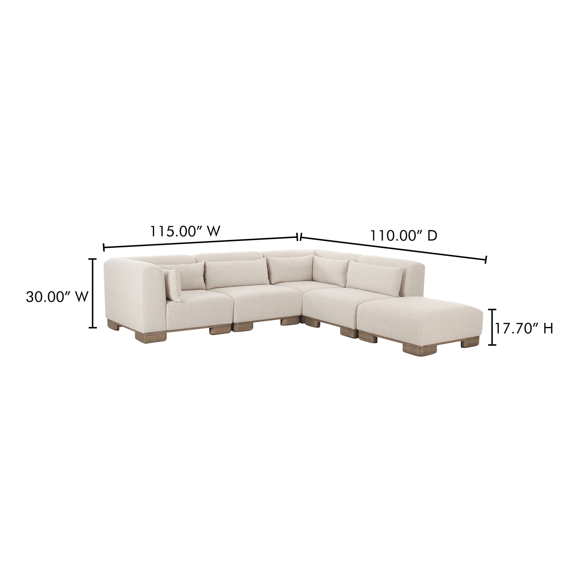June Dream Modular Sectional Oatmeal by Moe's Home Collection - view 3