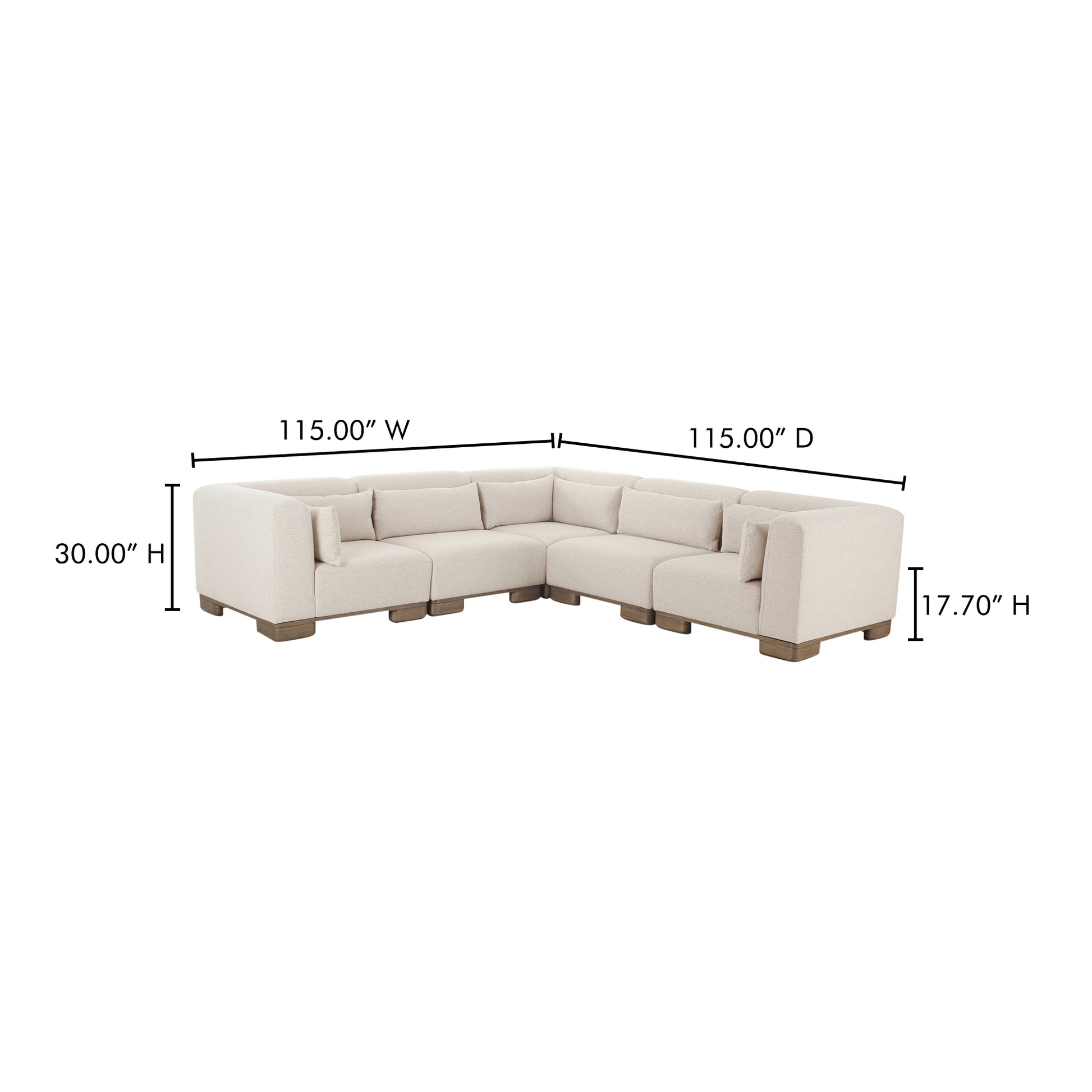 June Classic L-Shaped Modular Sectional Oatmeal by Moe's Home Collection - view 3