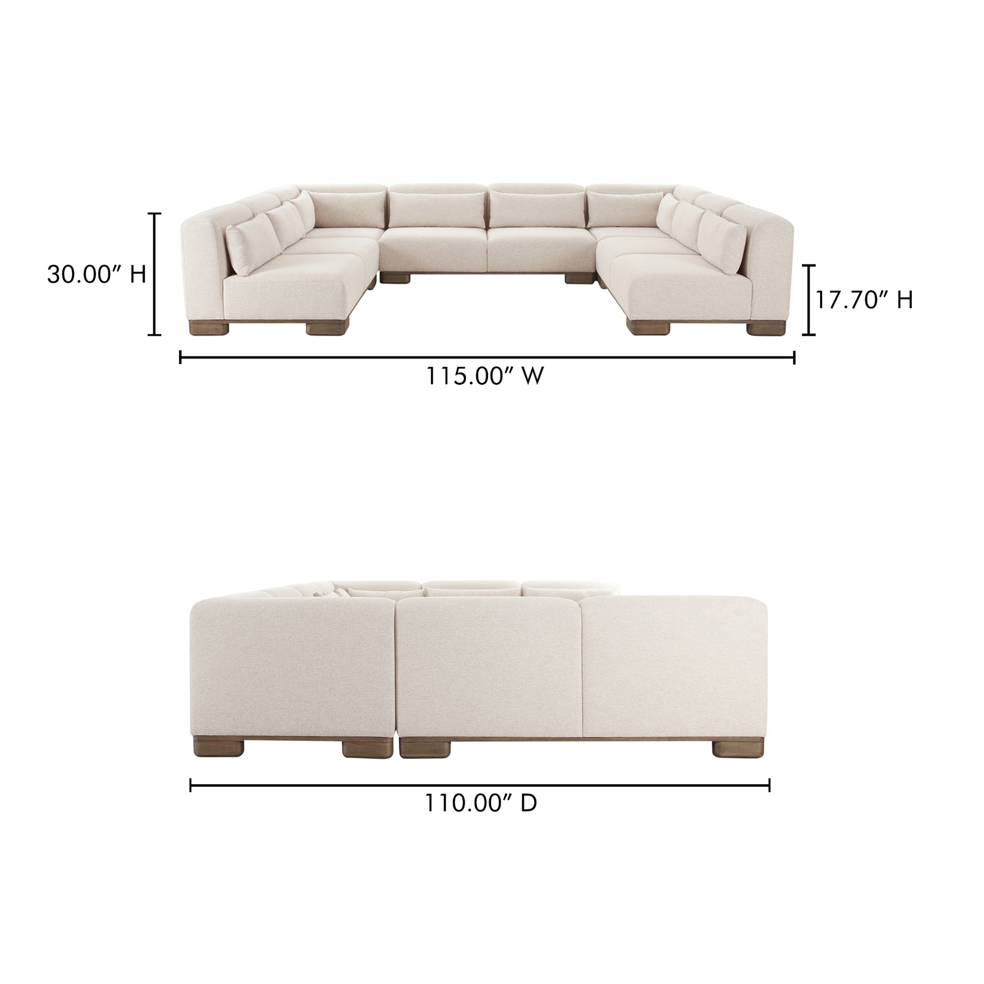 June U Shaped Modular Sectional Oatmeal by Moe's Home Collection - view 3