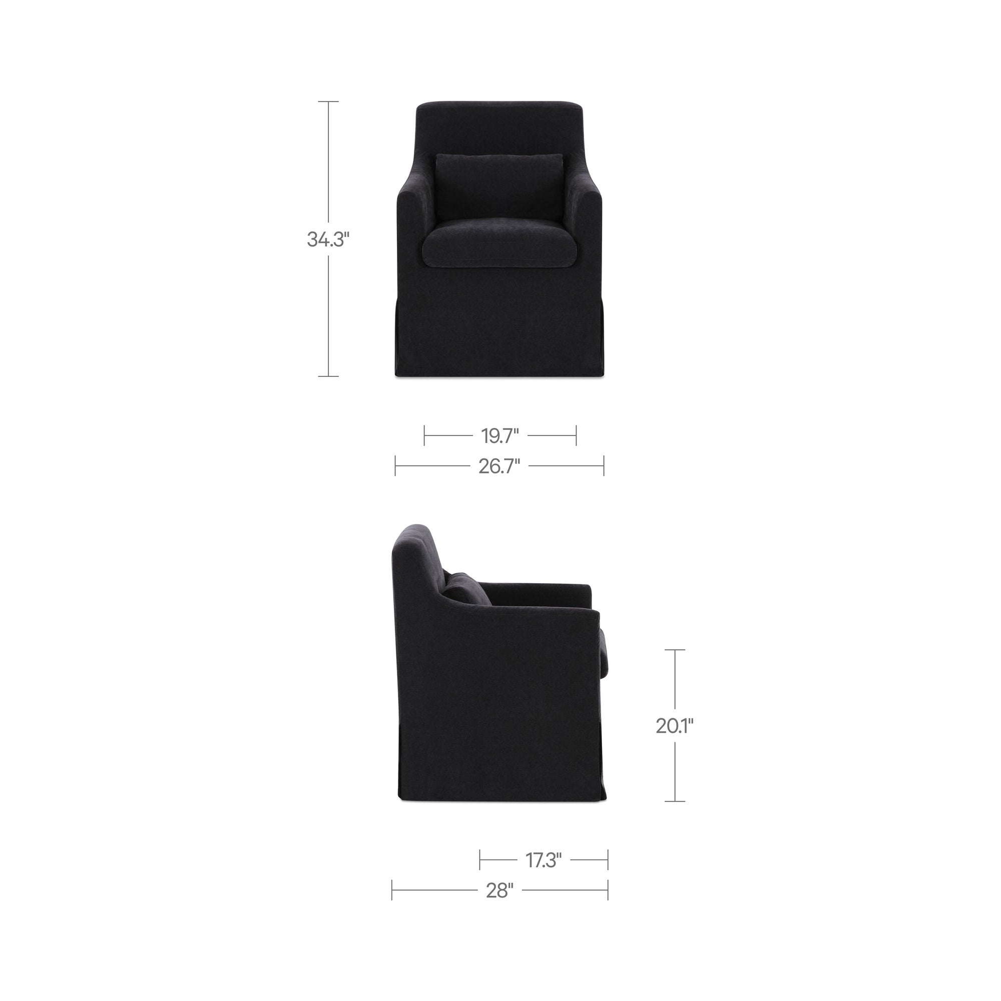 Lydia Slipcover Dining Chair Black by Moe's Home Collection - view 3