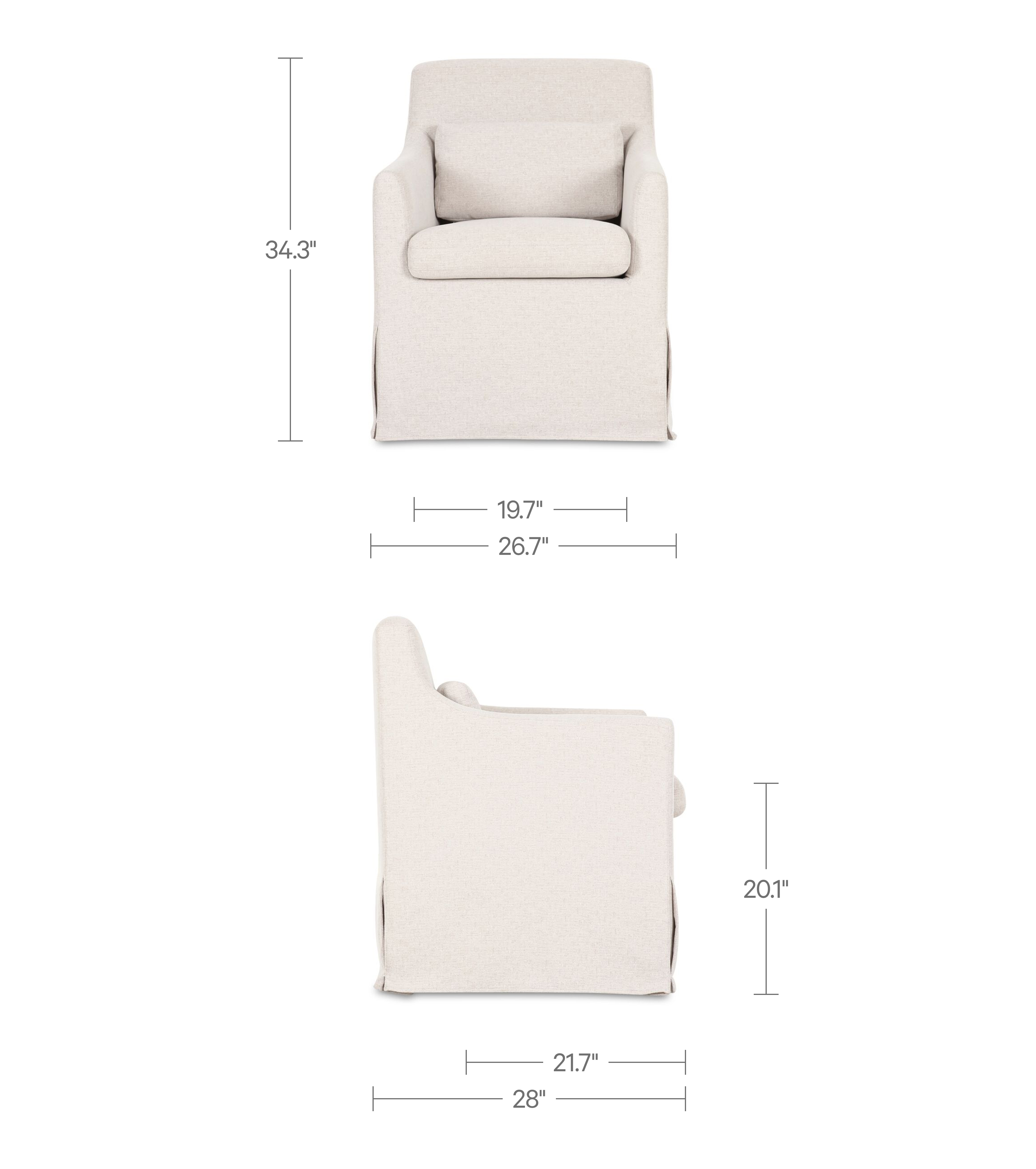 Lydia Slipcover Dining Chair Beige by Moe's Home Collection - view 4