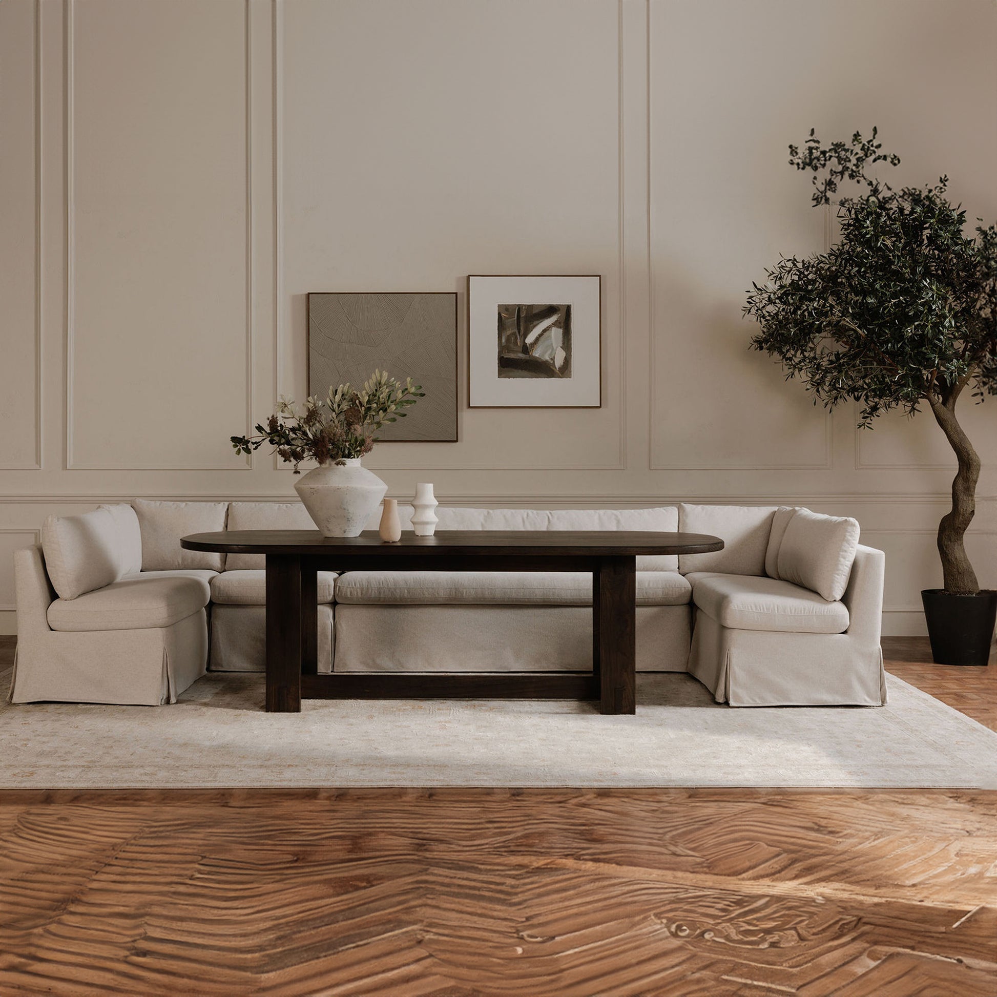 Fable Slipcover Dining Bench Beige by Moe's Home Collection - view 4