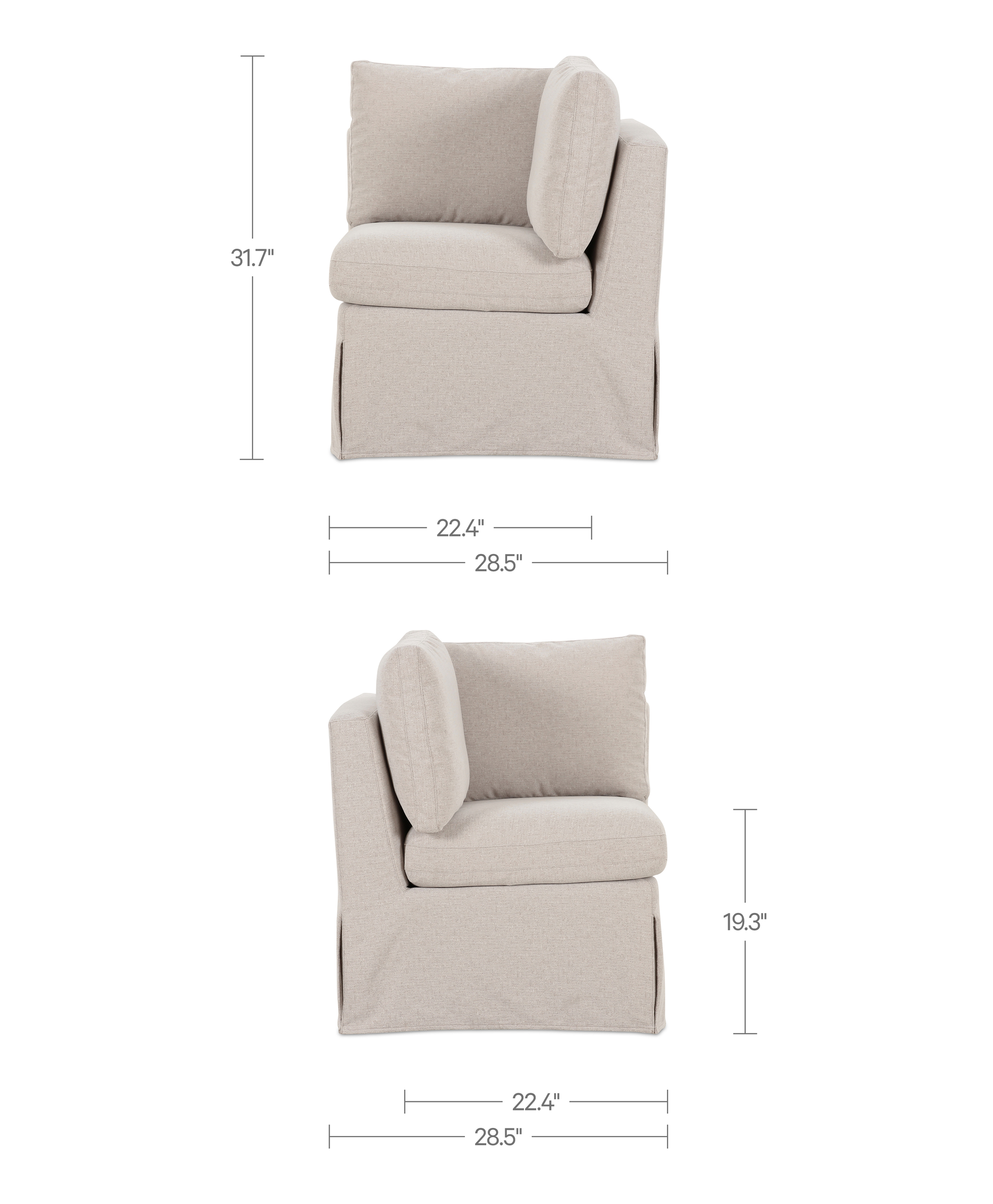 Fable Slipcover Dining Corner Chair Beige by Moe's Home Collection - view 5