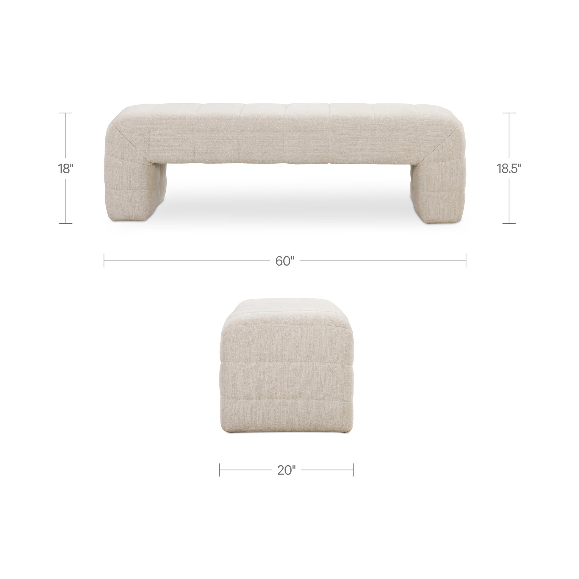 Verity Bench Oatmeal by Moe's Home Collection - view 4