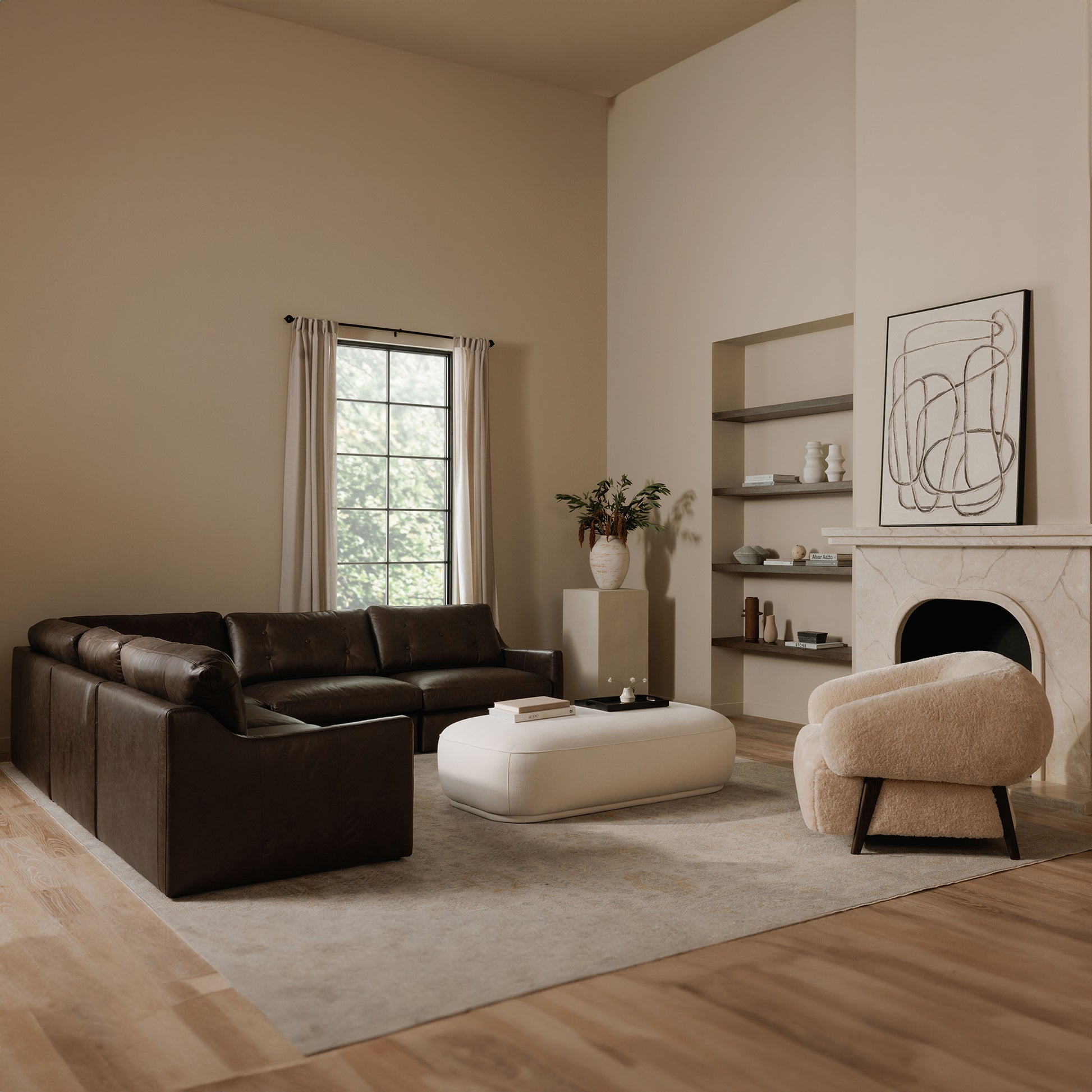 Devlin Lounge Chair Cream Faux Fur by Moe's Home Collection - view 3