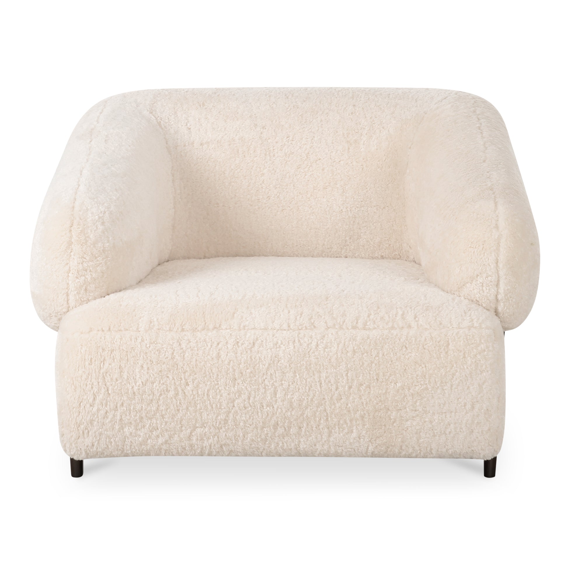 Devlin Lounge Chair Cream Faux Fur by Moe's Home Collection