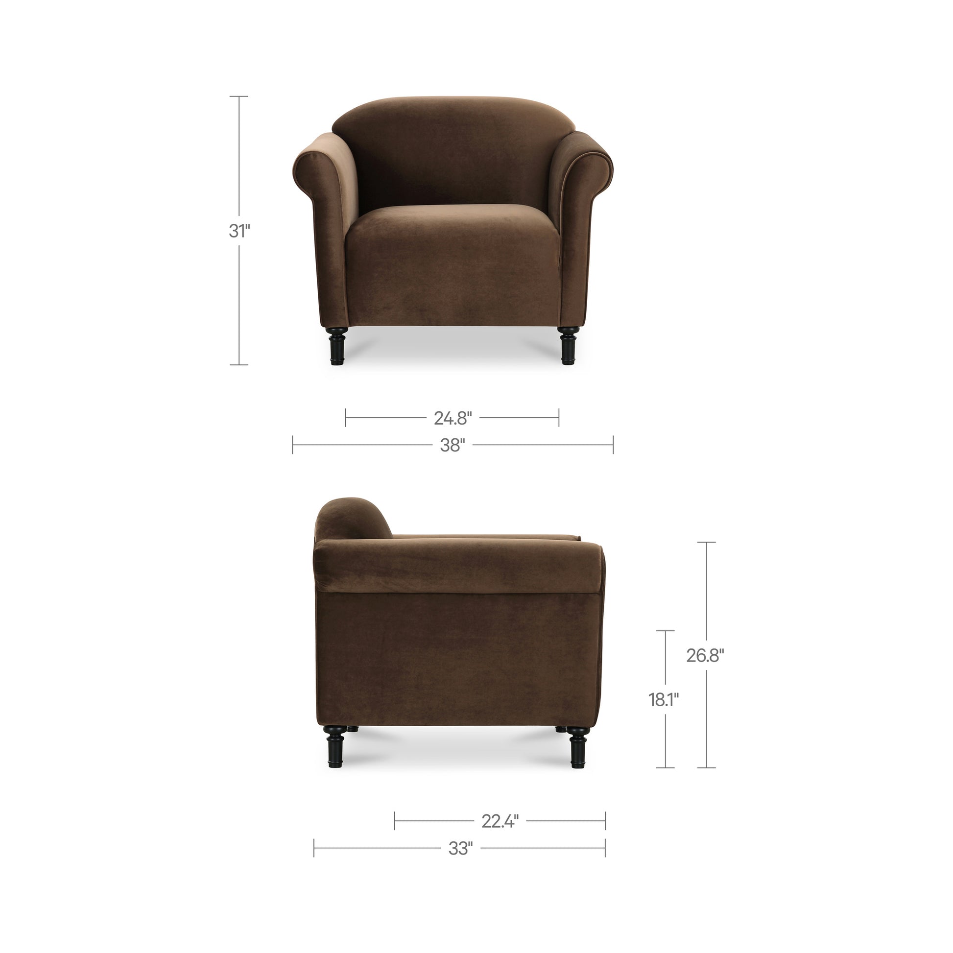 Harmony Accent Chair Dark Brown Faux Mohair by Moe's Home Collection - view 5