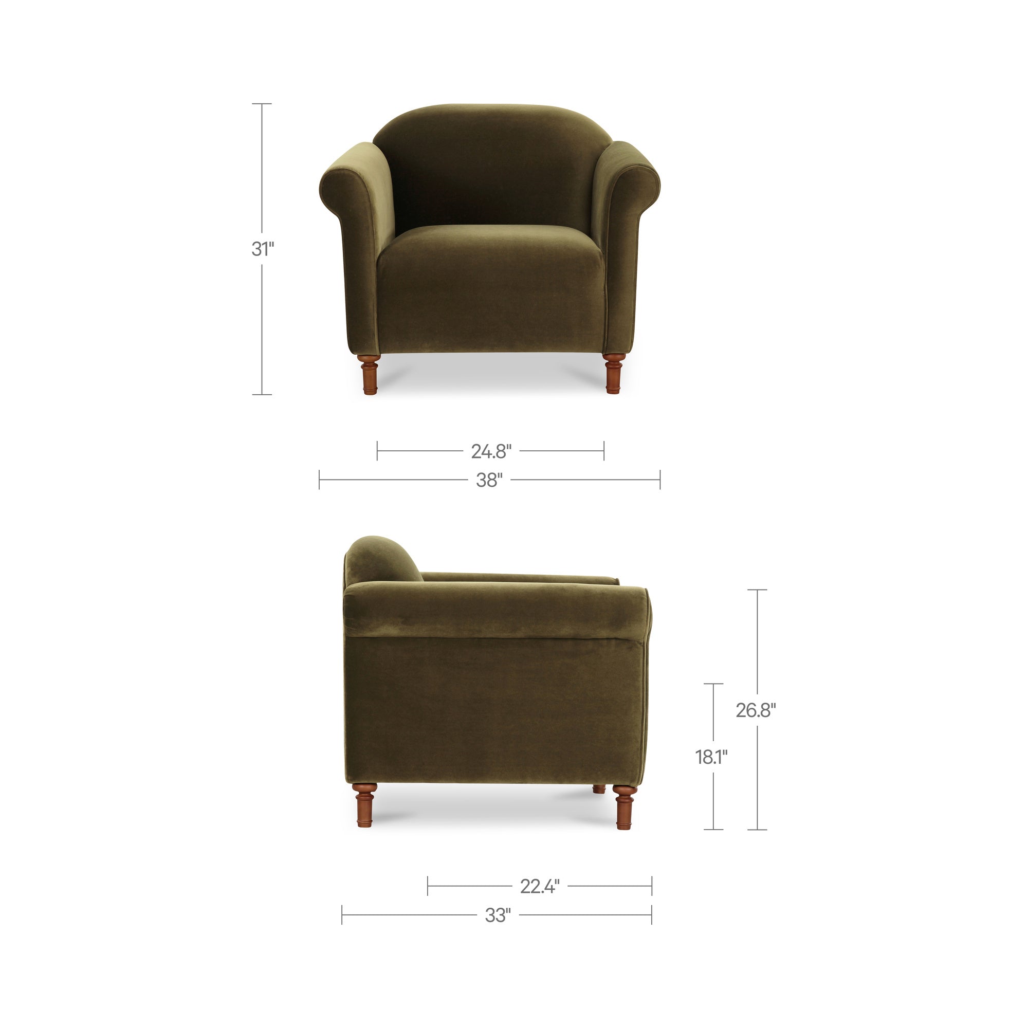 Harmony Accent Chair Dark Green Faux Mohair by Moe's Home Collection - view 5