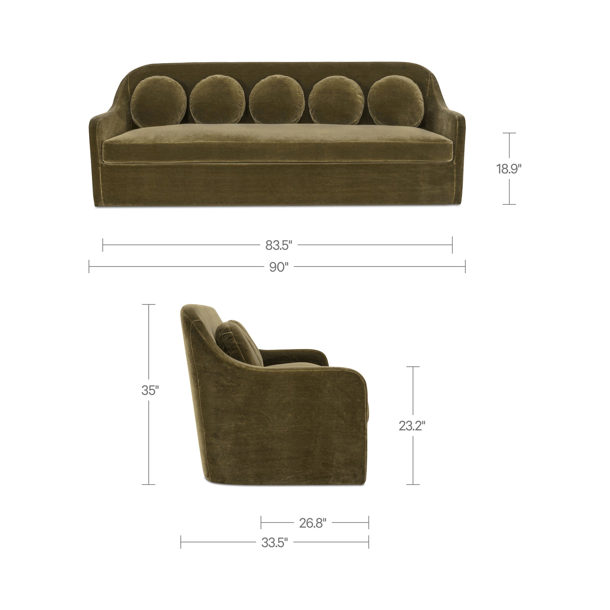 Rialto Sofa Dark Green Faux Mohair by Moe's Home Collection - view 6
