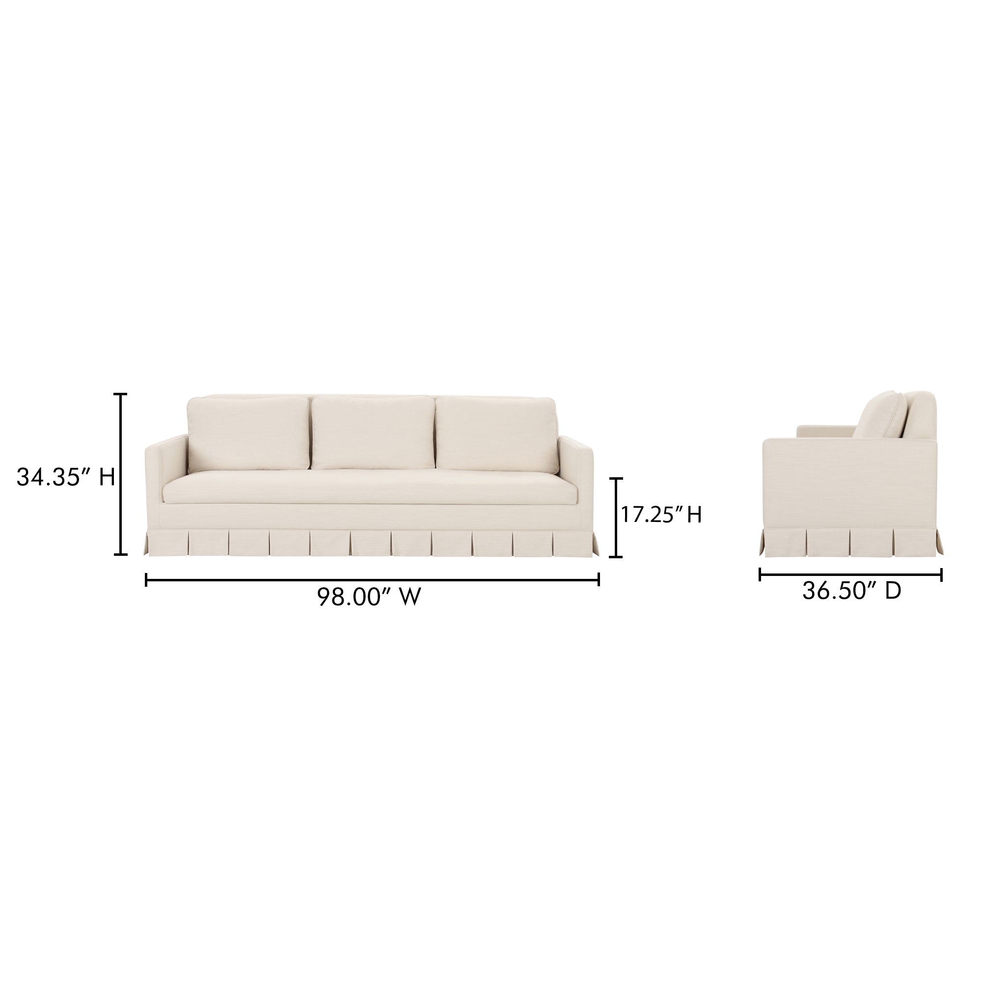 Pellicano Sofa Cream by Moe's Home Collection - view 6