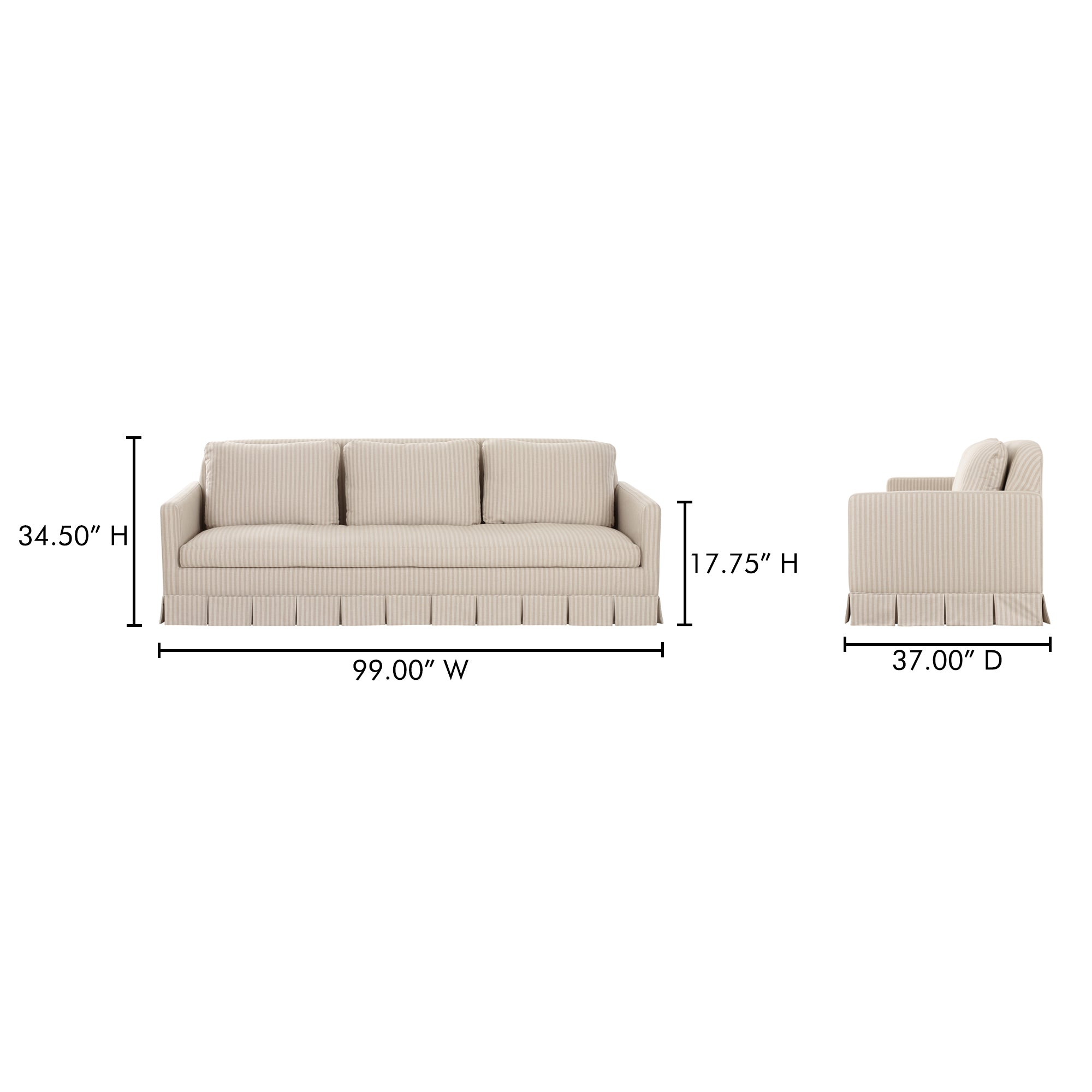 Pellicano Sofa Beige Stripe by Moe's Home Collection - view 5