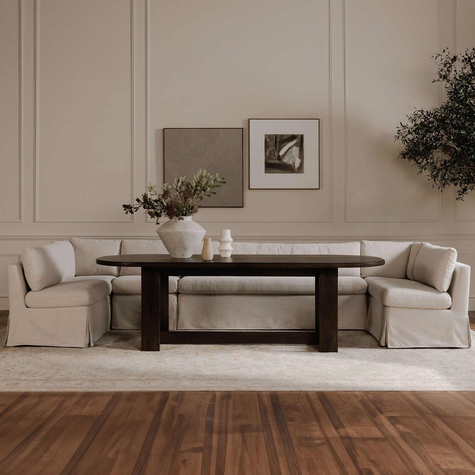 Fable Slipcover Dining Banquette U-Shape Beige 168 in. by Moe's Home Collection - view 4