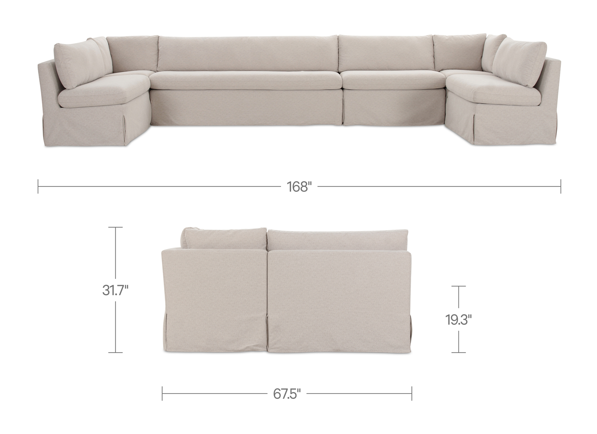 Fable Slipcover Dining Banquette U-Shape Beige 168 in. by Moe's Home Collection - view 5