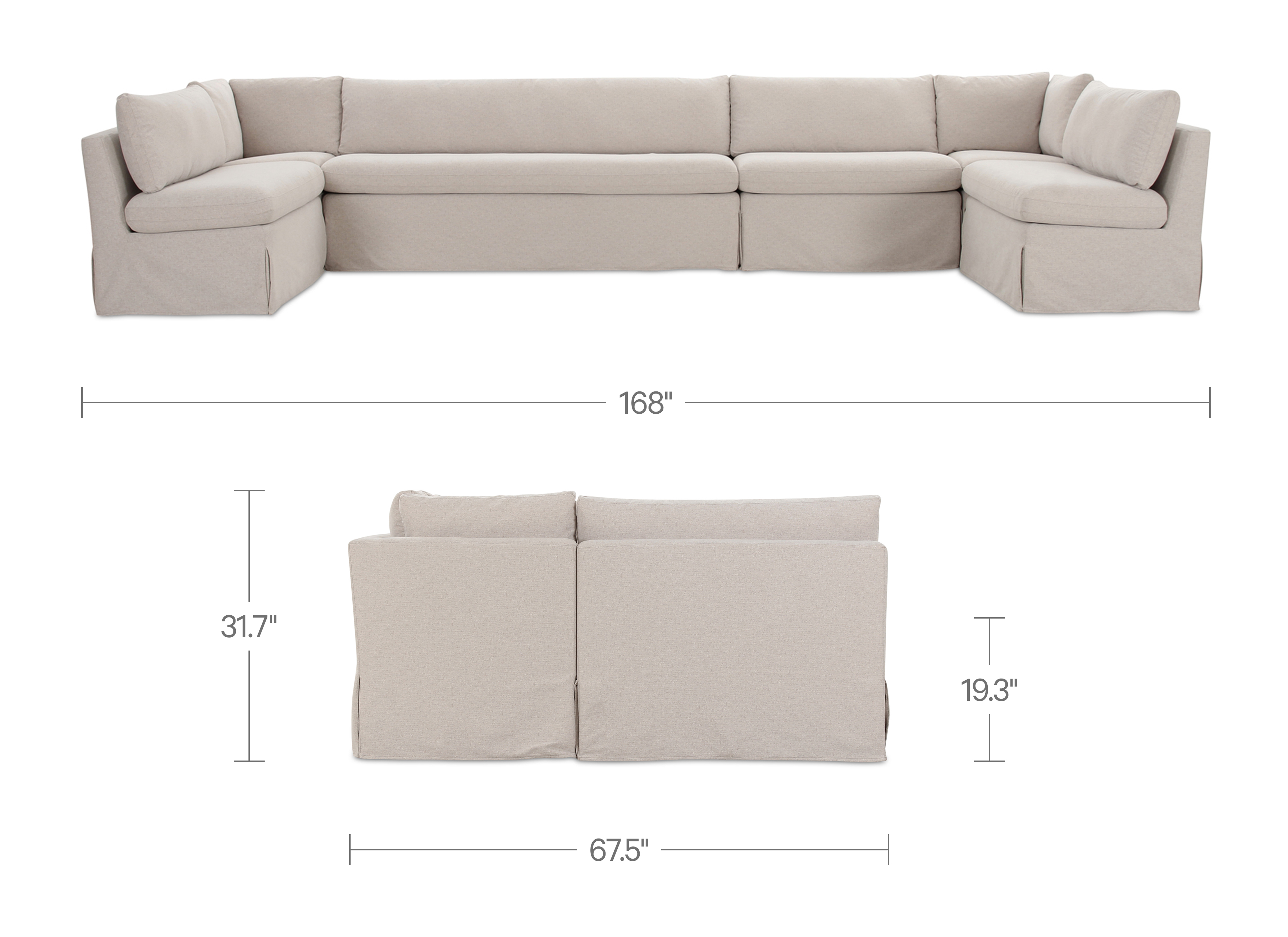 Fable Slipcover Dining Banquette U-Shape Beige 168 in. by Moe's Home Collection - view 5