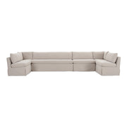Fable Slipcover Dining Banquette U-Shape Beige 168 in. by Moe's Home Collection