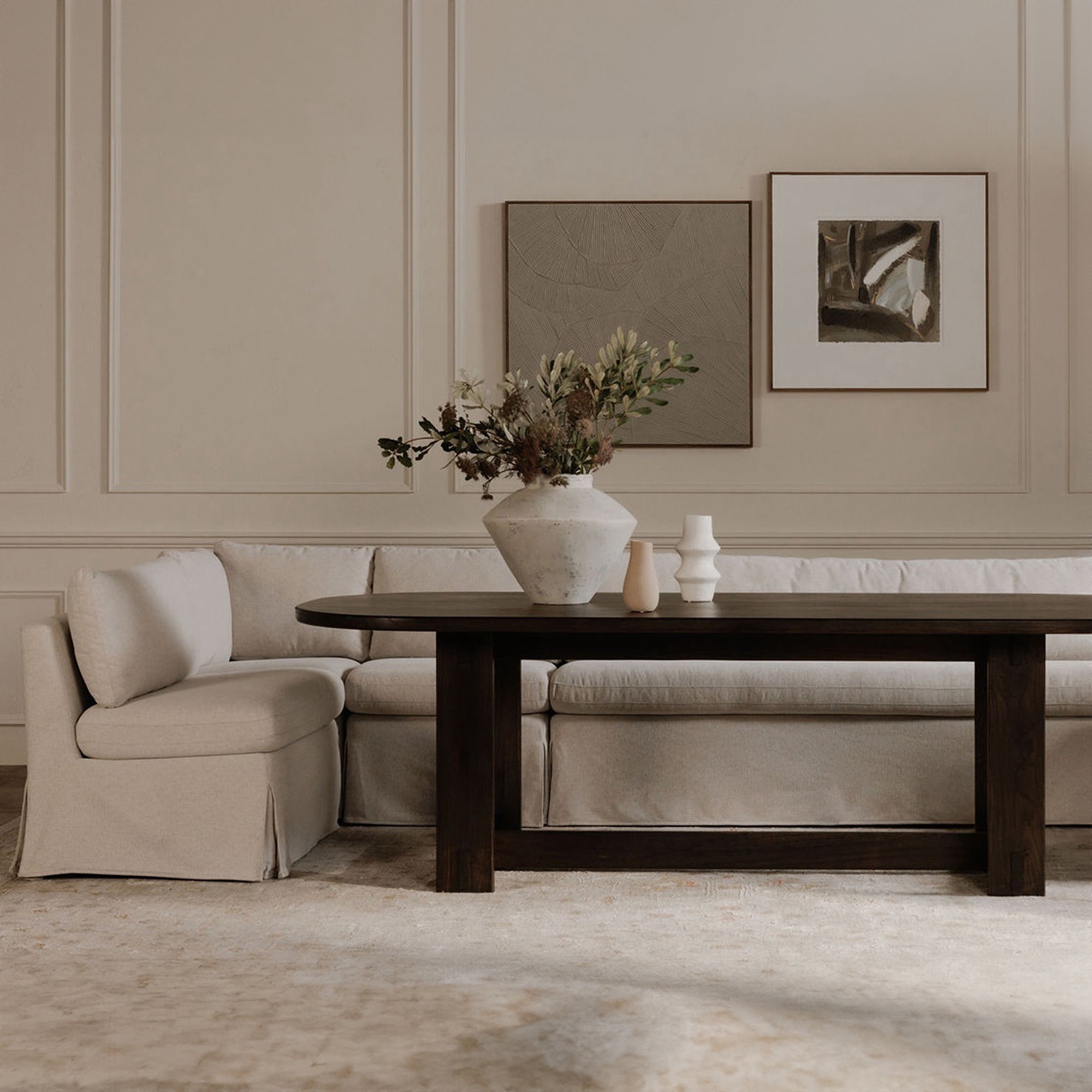 Fable Slipcover Dining Banquette L-Shape Beige 96 in. by Moe's Home Collection - view 4