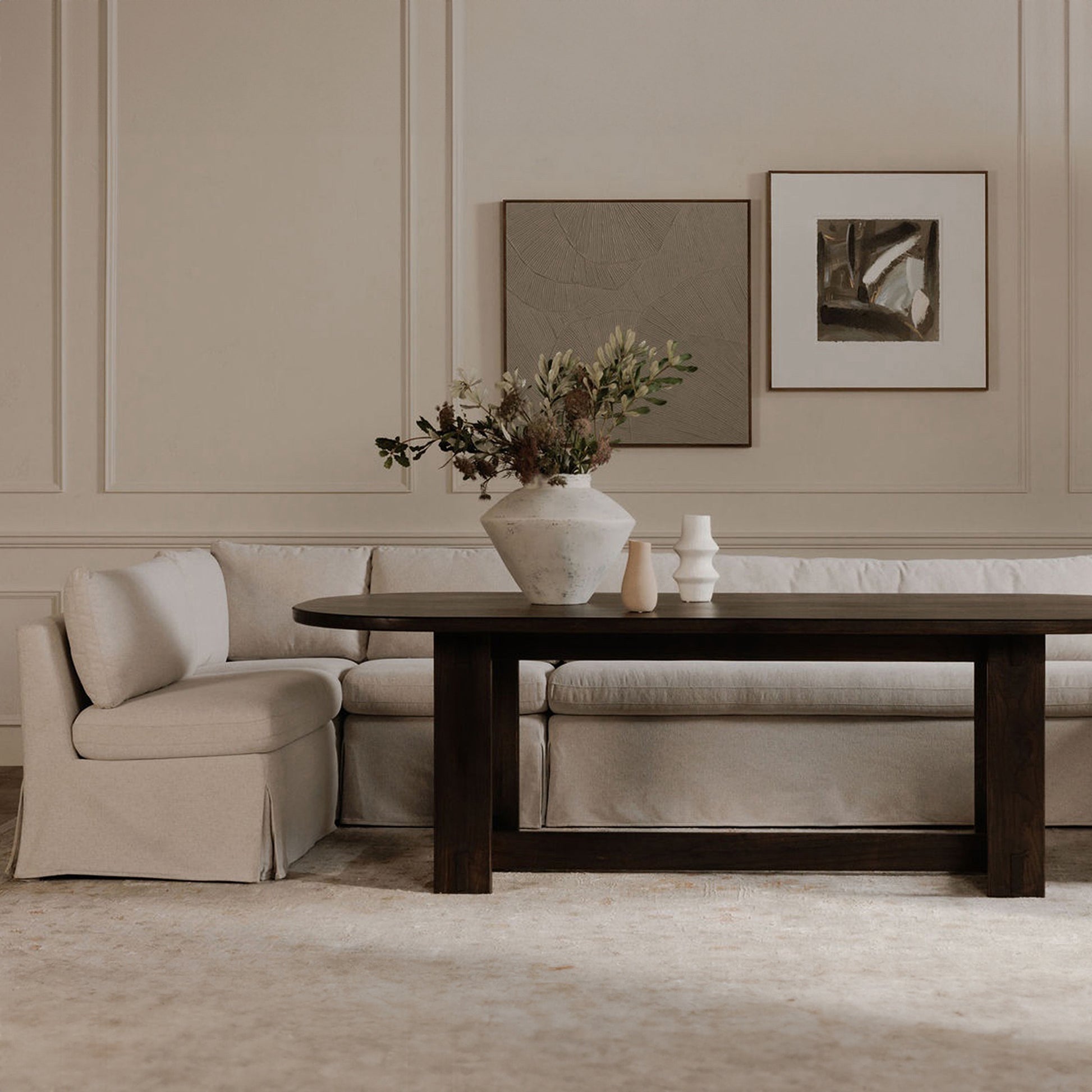 Fable Slipcover Dining Banquette L-Shape Beige 100.5 in. by Moe's Home Collection - view 4