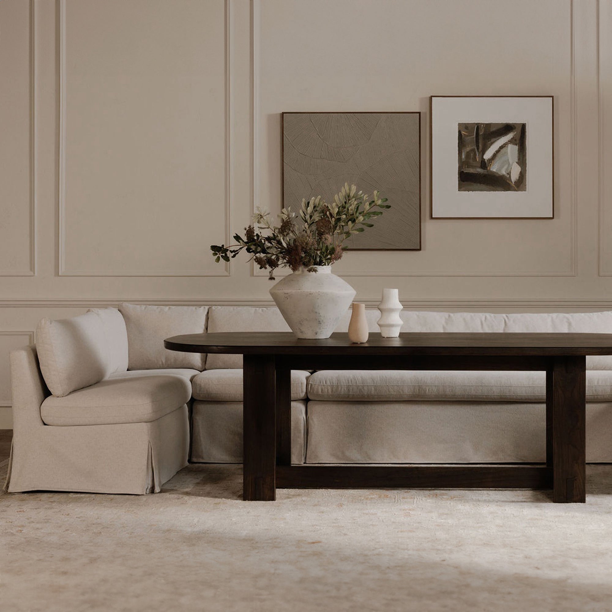 Fable Slipcover Dining Banquette L-Shape Beige 100.5 in. by Moe's Home Collection - view 4