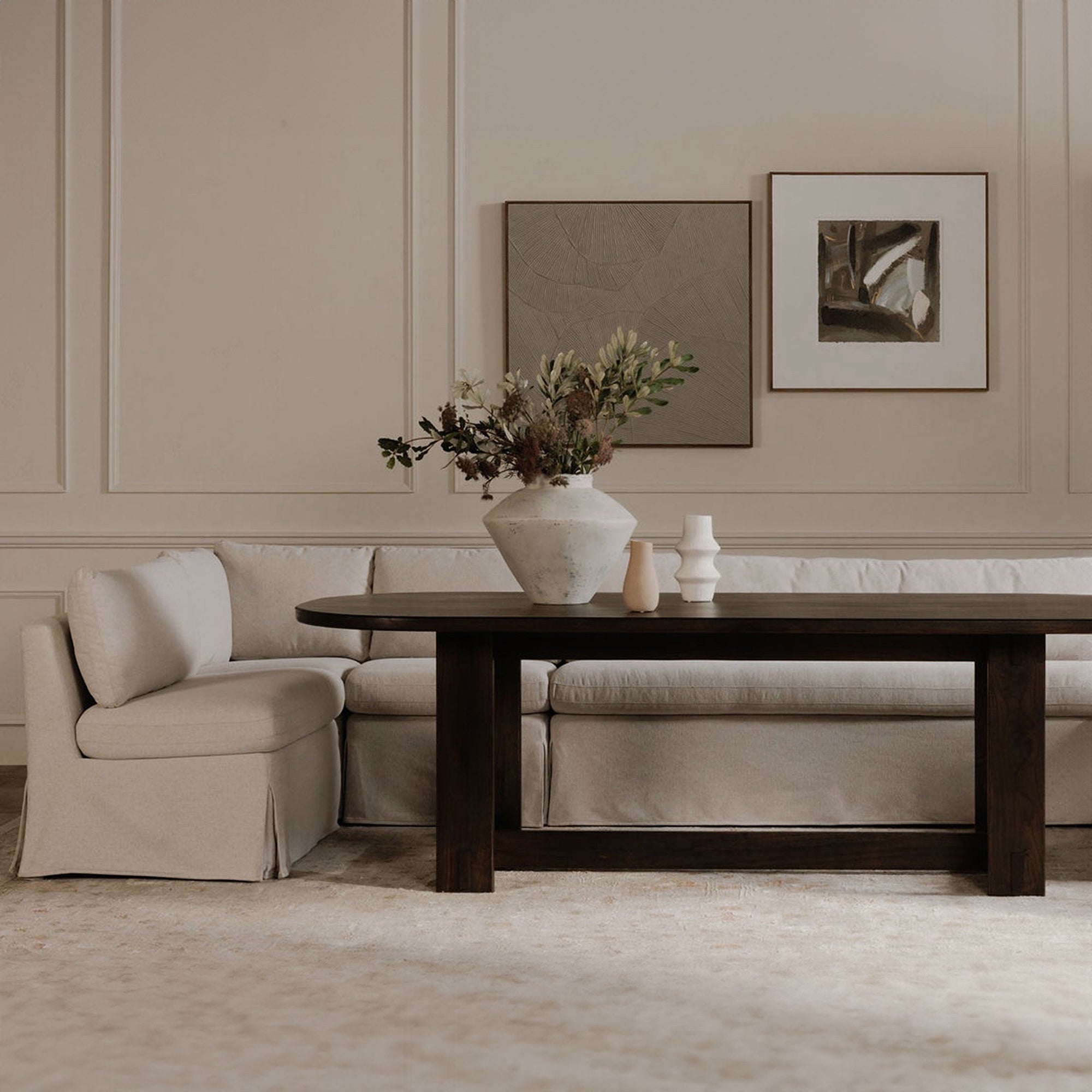 Fable Slipcover Dining Banquette L-Shape Beige 125.5 in. by Moe's Home Collection - view 4
