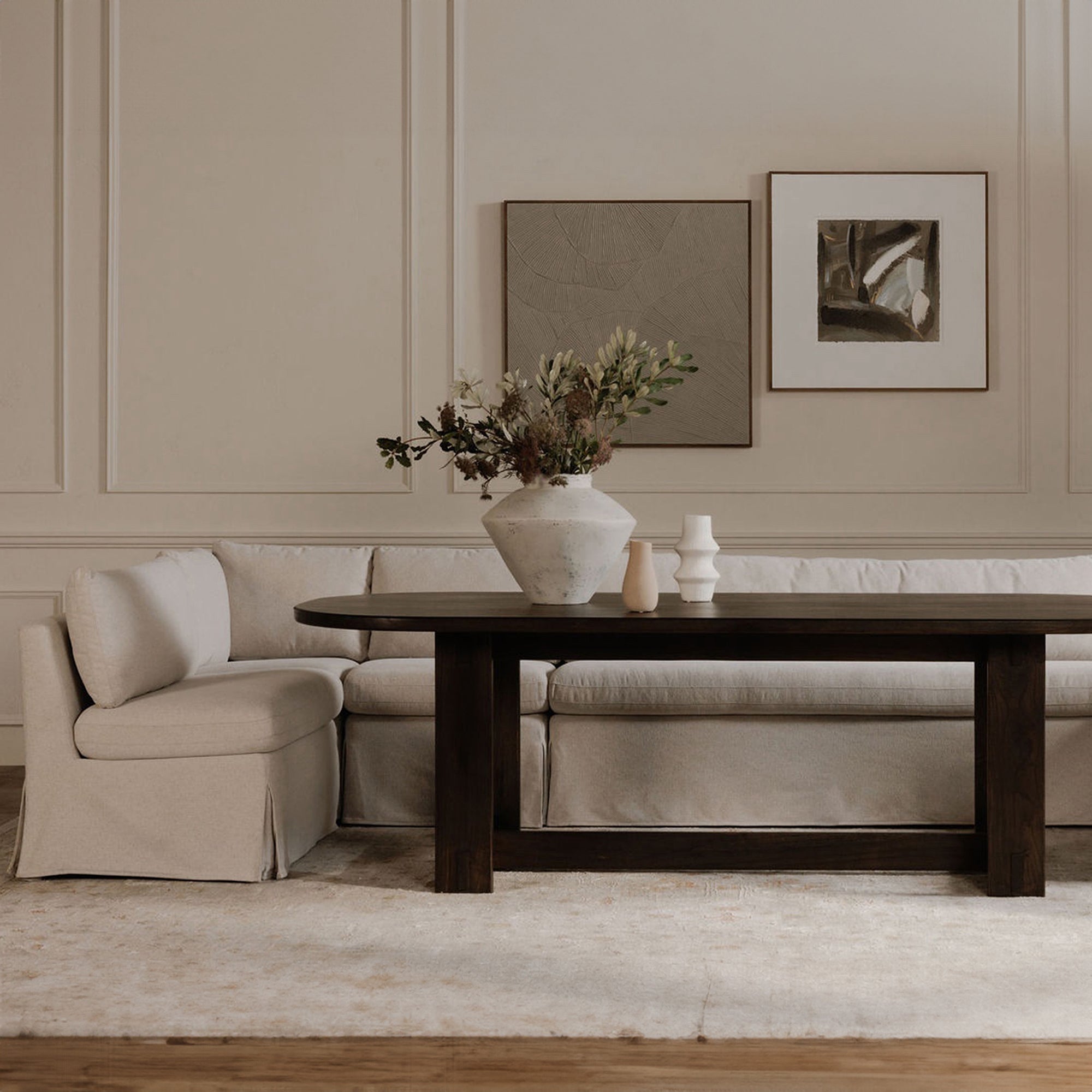 Fable Slipcover Dining Banquette L-Shape Beige 139.5 in. by Moe's Home Collection - view 4