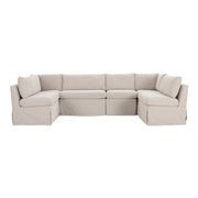 Fable Slipcover Dining Banquette U-Shape Beige 121 in. by Moe's Home Collection