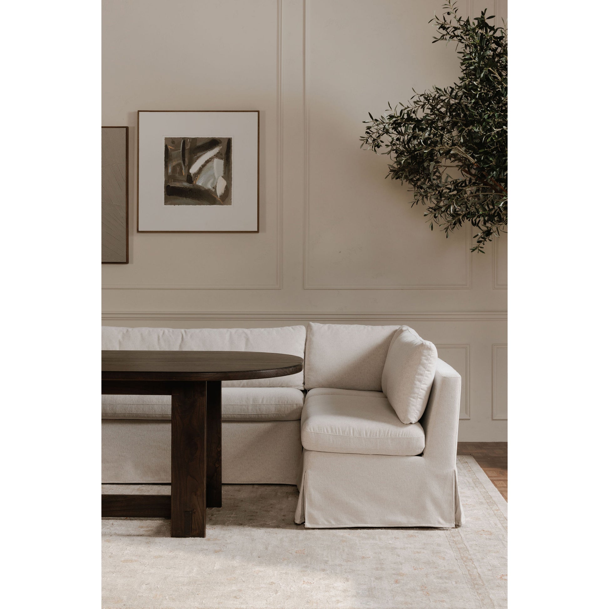 Fable Slipcover Dining Banquette U-Shape Beige 129 in. by Moe's Home Collection - view 2