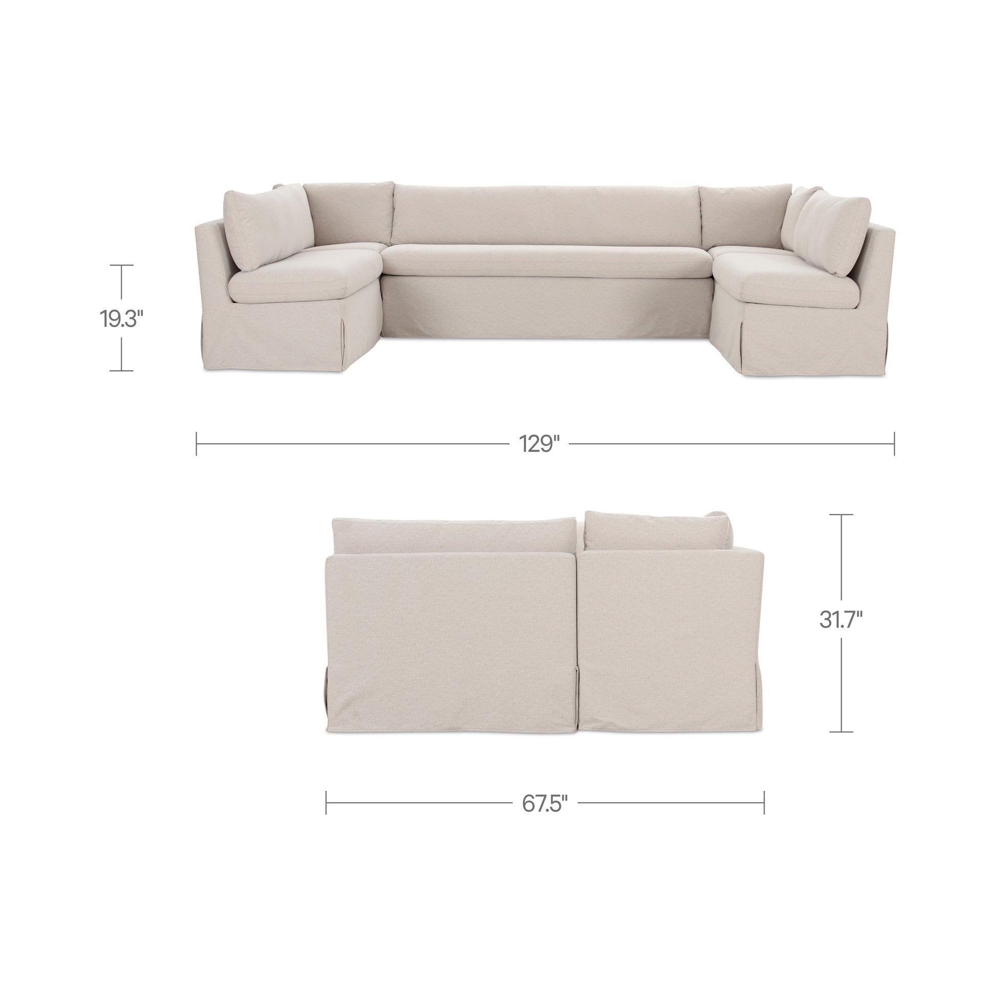 Fable Slipcover Dining Banquette U-Shape Beige 129 in. by Moe's Home Collection - view 5