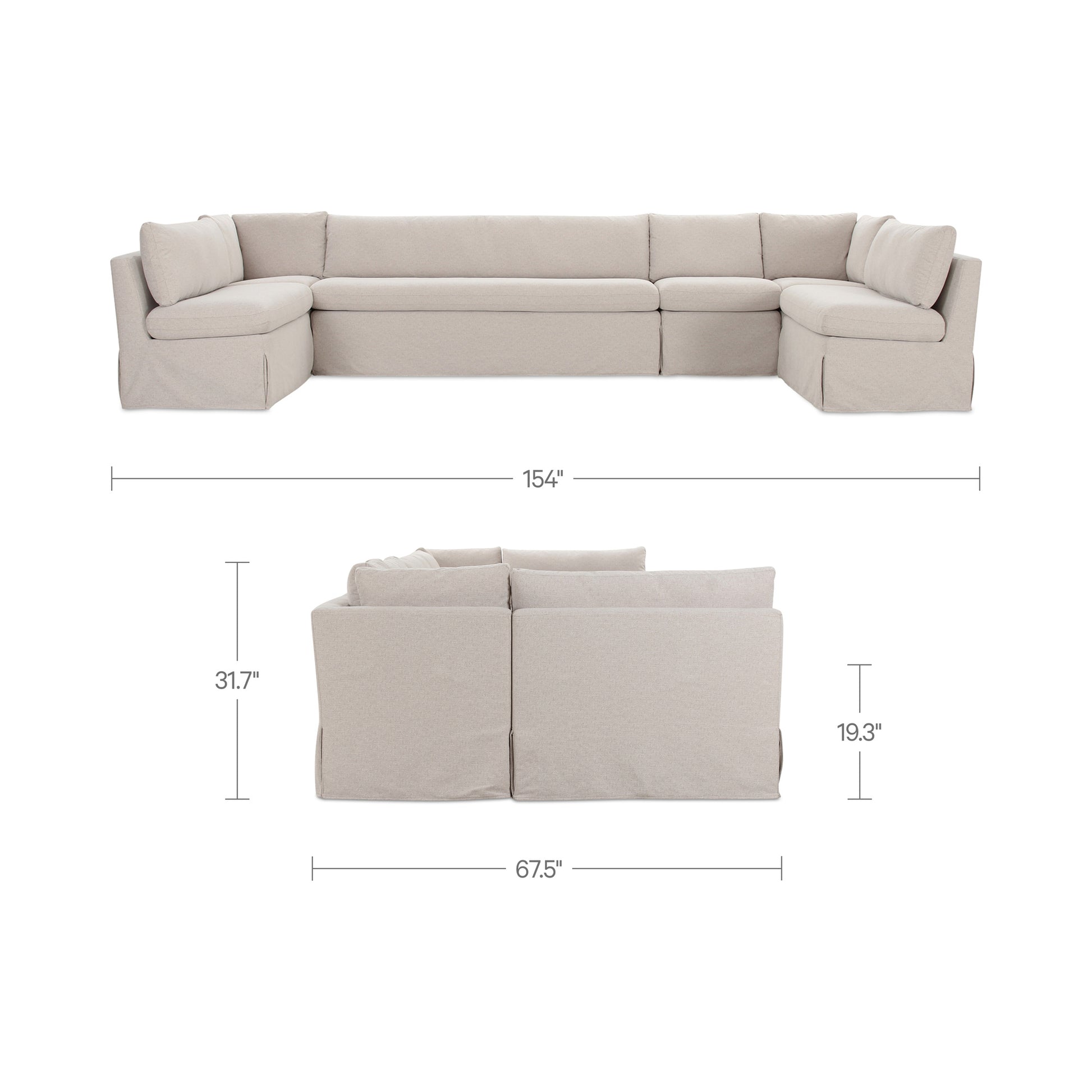 Fable Slipcover Dining Banquette U-Shape Beige 154 in. by Moe's Home Collection - view 5