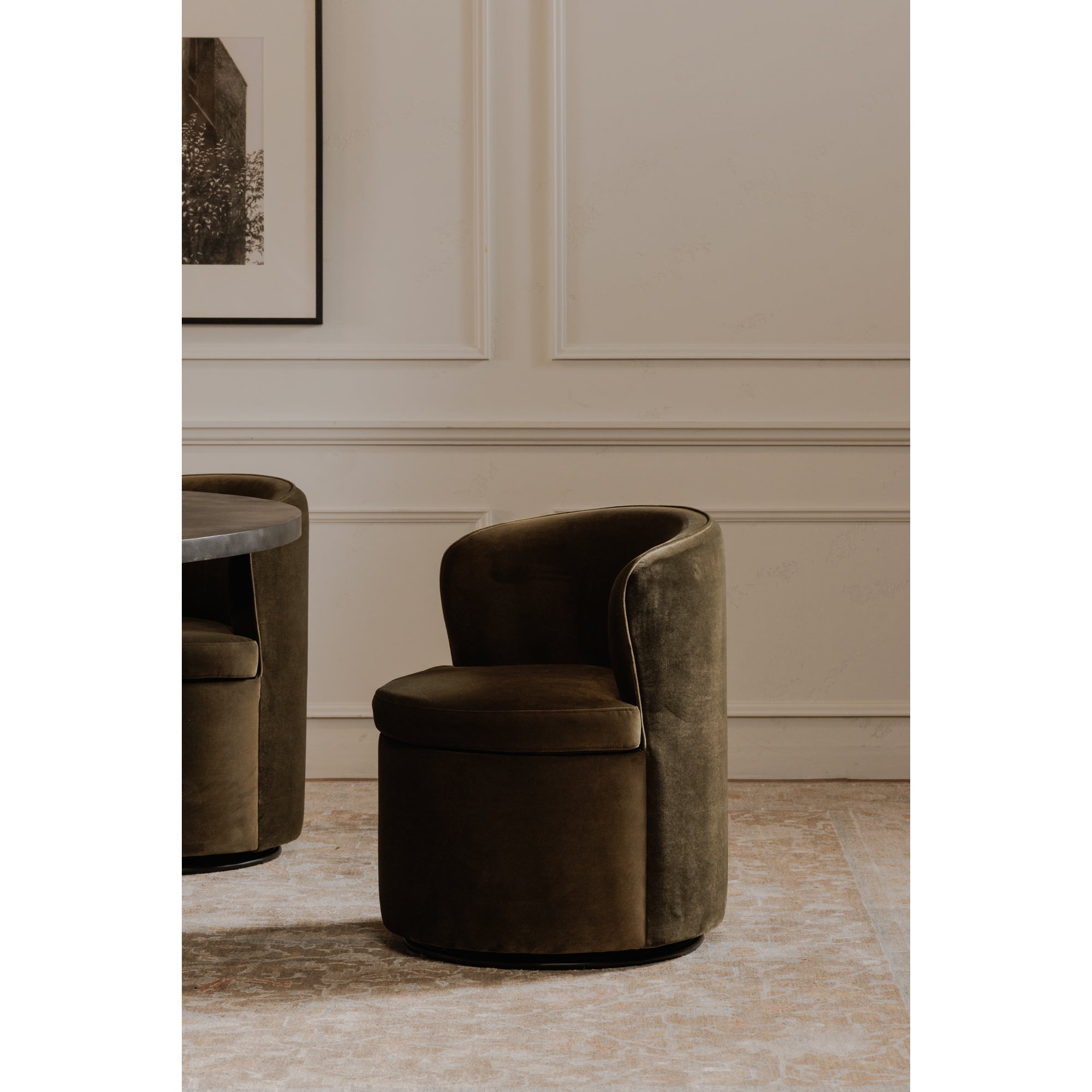 Dane Swivel Dining Chair Faux Green Mohair by Moe's Home Collection - view 2