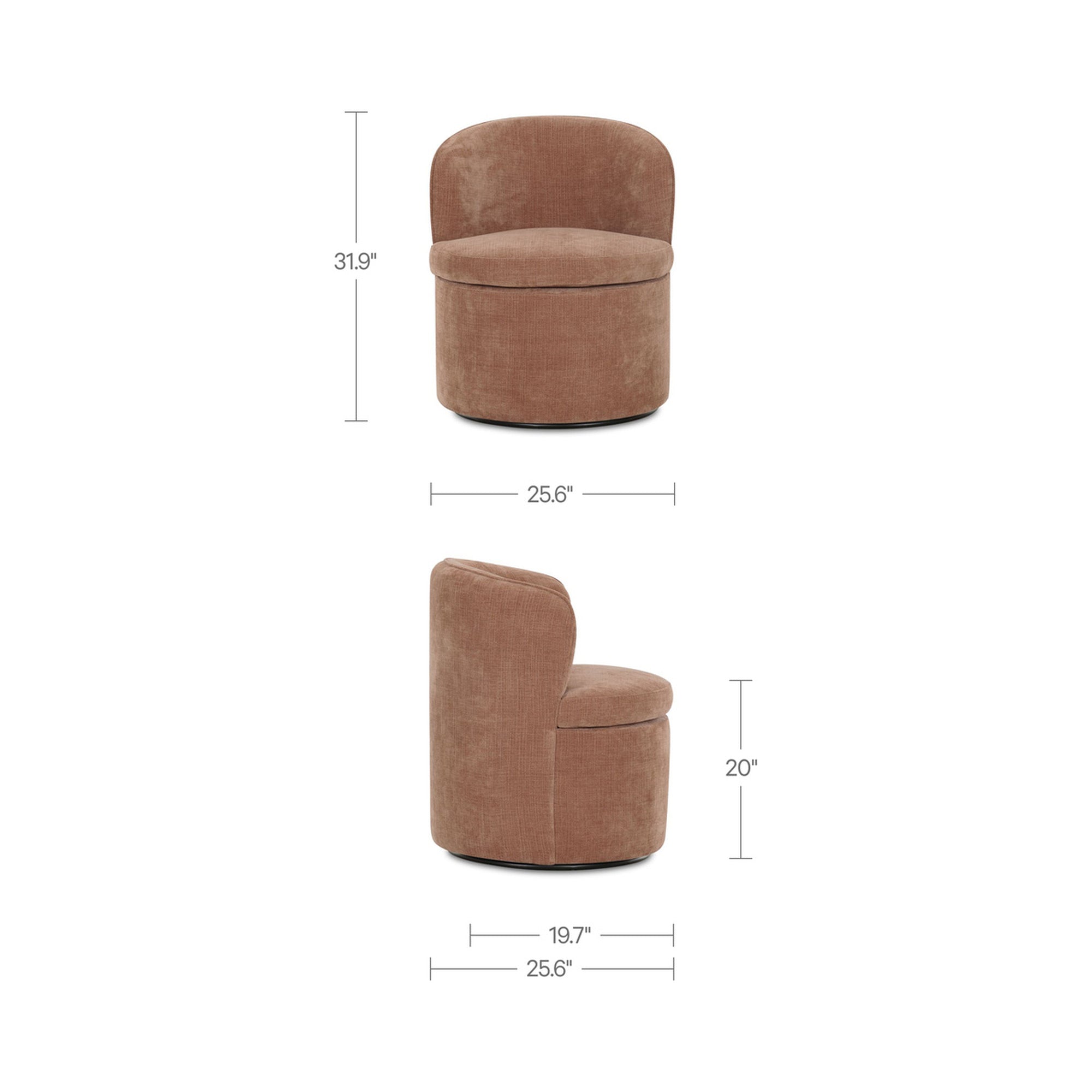 Dane Swivel Dining Chair Heritage Pink by Moe's Home Collection - view 4