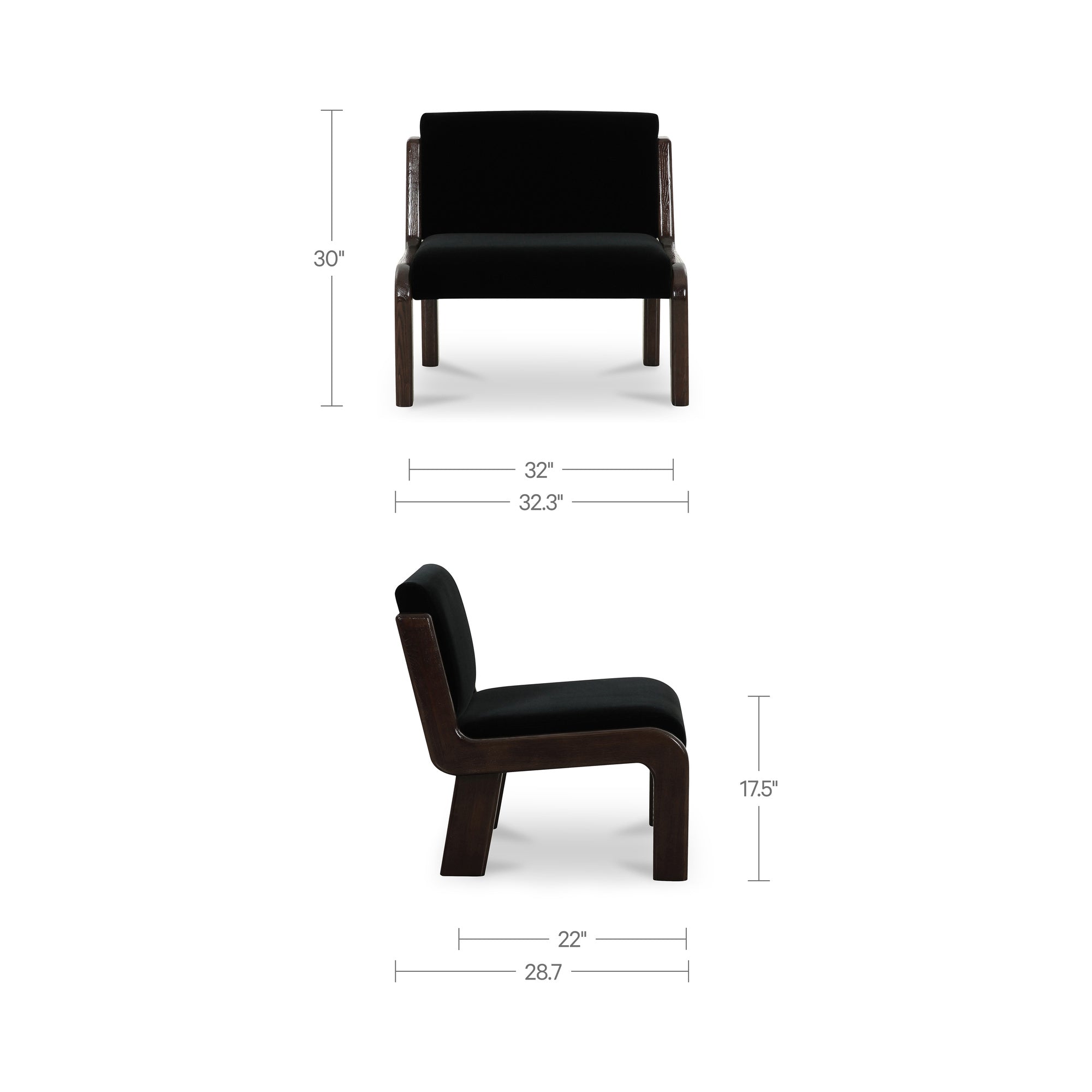 Edie Accent Chair Black Faux Mohair by Moe's Home Collection - view 6