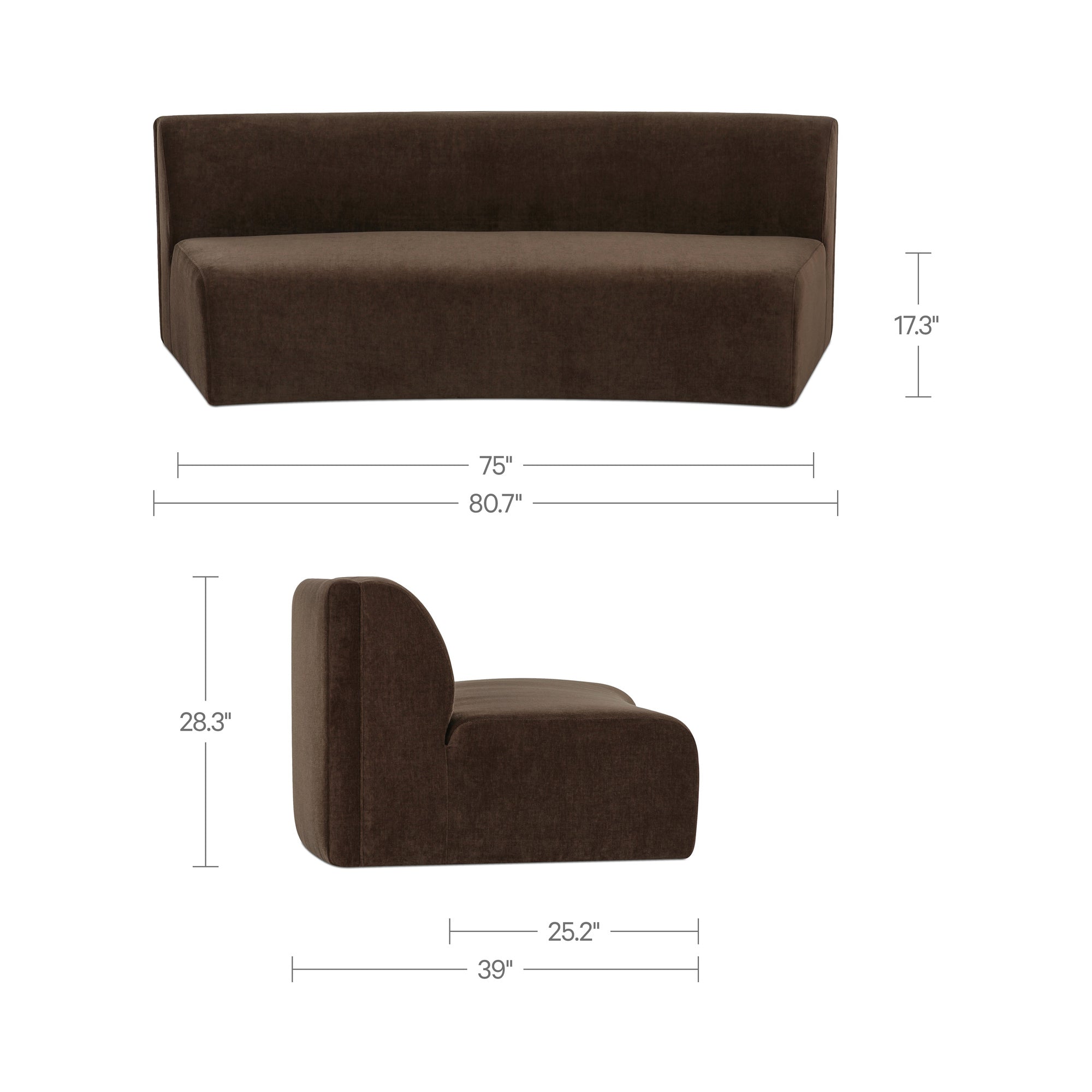 Naomi Concave Sofa Dark Brown by Moe's Home Collection - view 3